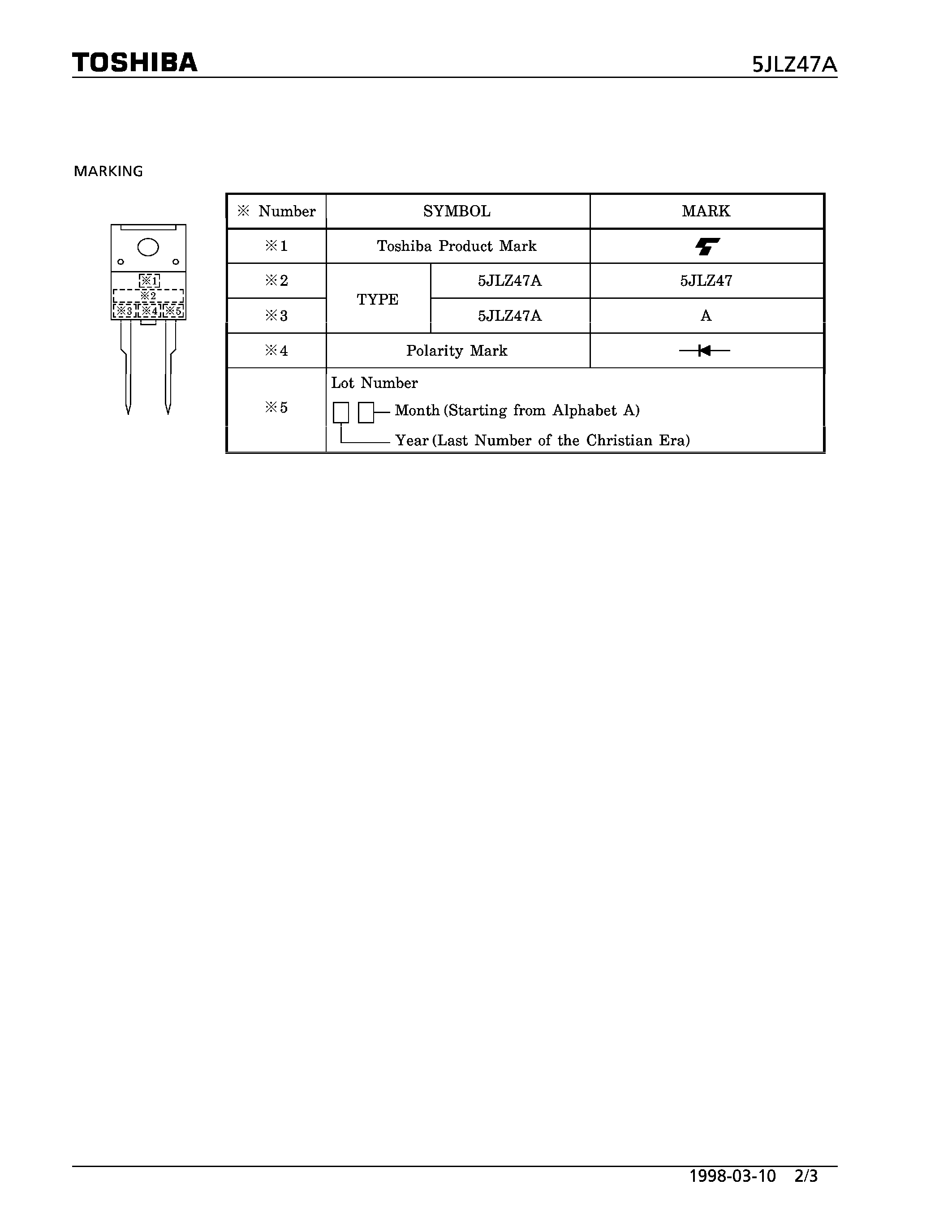 Datasheet 5JLZ47A page 2 Datasheet 5JLZ47A - HIGH EFFICIENCY RECTIFIER SCHOTTKY BARRIER TYPE (SWITCHING TYPE POWER SUPPLY/ CONVERTER & CHOPPER APPLICATIONS) page 2