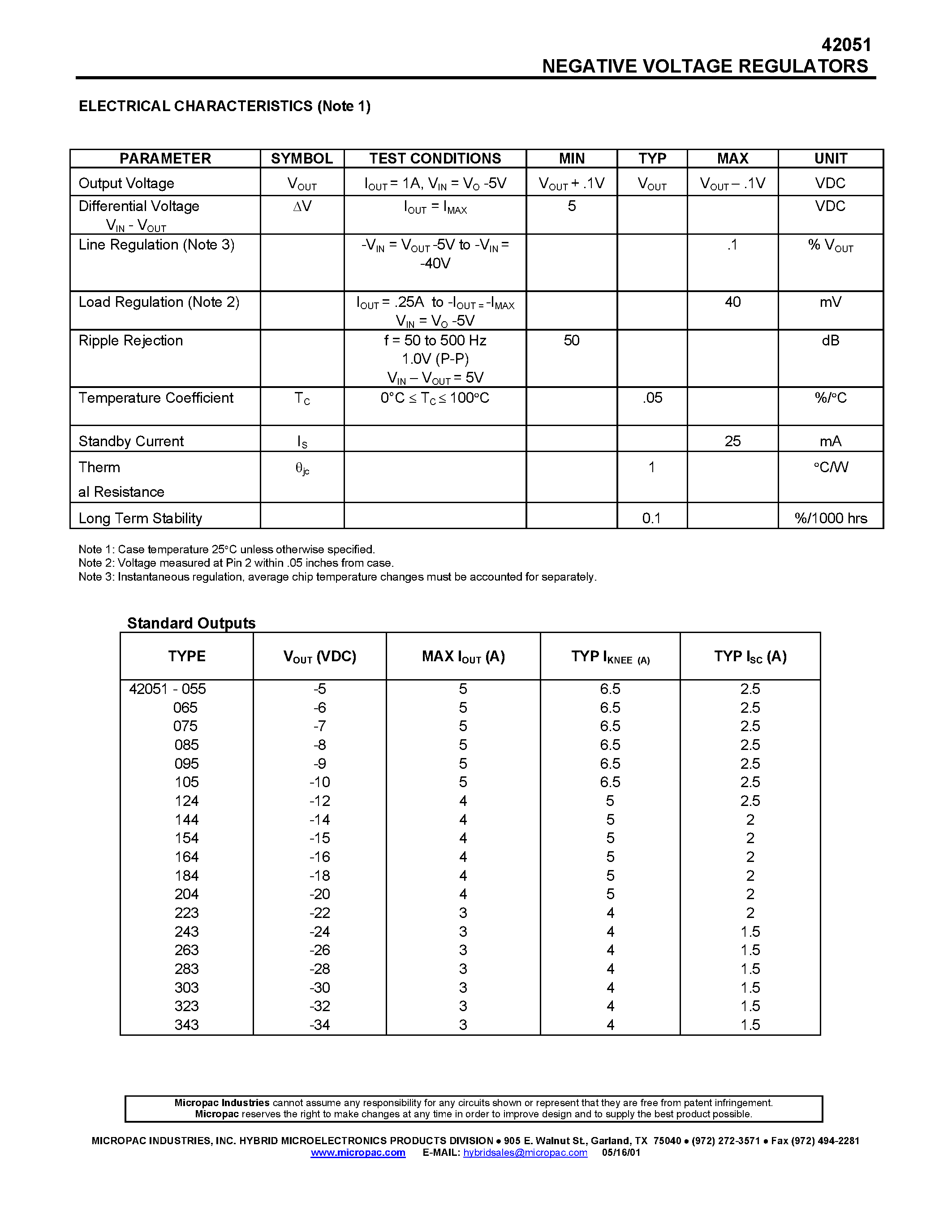 Datasheet 42051-184 - 5 A FIXED THREE TERMINAL NEGATIVE VOLTAGE REGULATORS page 2