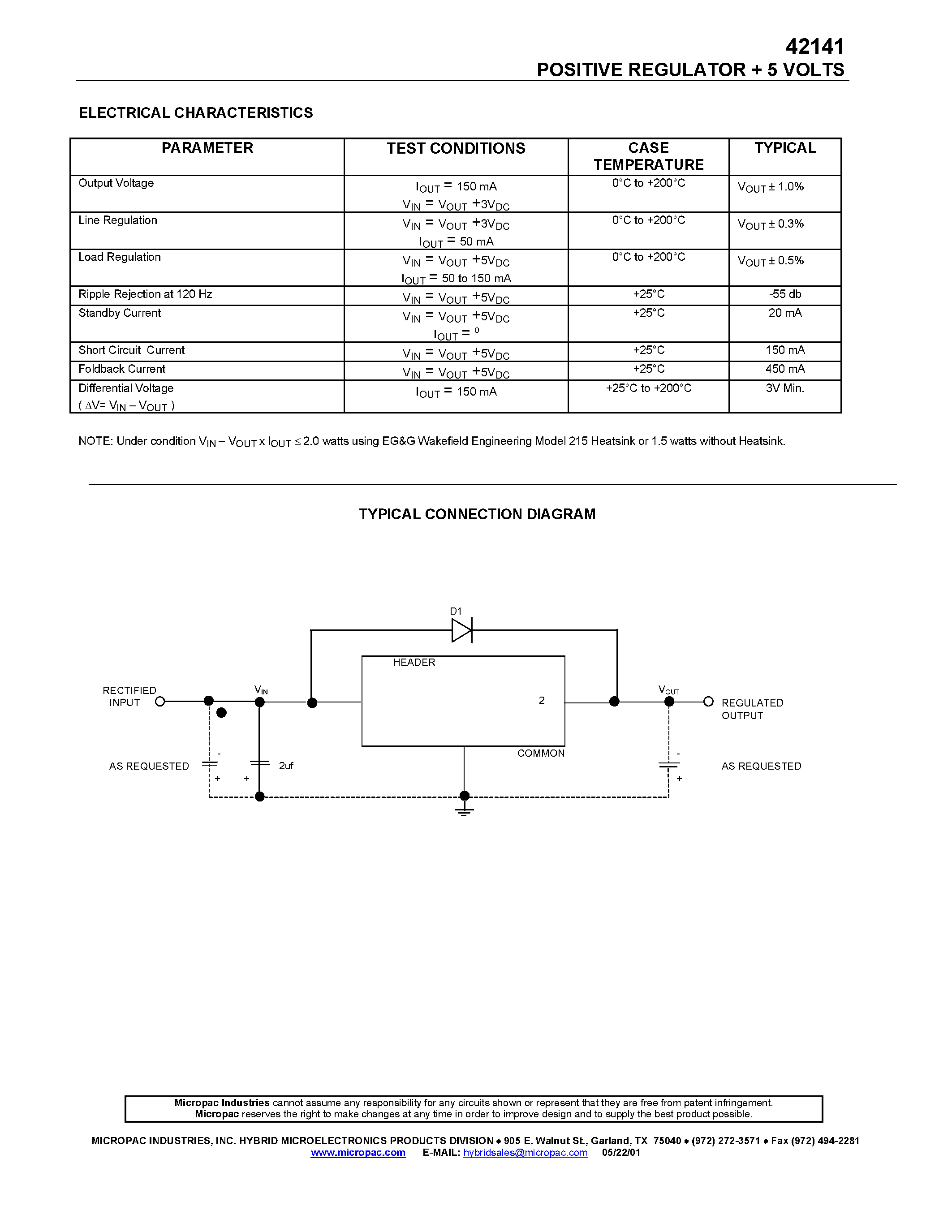 Datasheet 42141 - POSITIVE REGULATOR + 5 VOLTS page 2