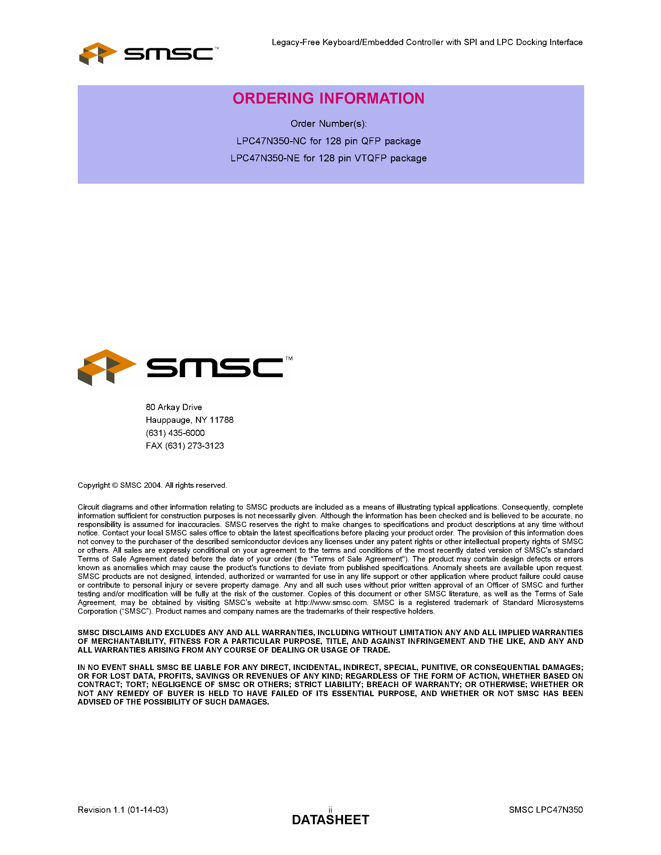 Даташит 47N350 - LEGACY FREE KEYBOARD EMBEDDED CONTROLLER WITH SPI AND LPC DOCKING INTERFACE страница 2