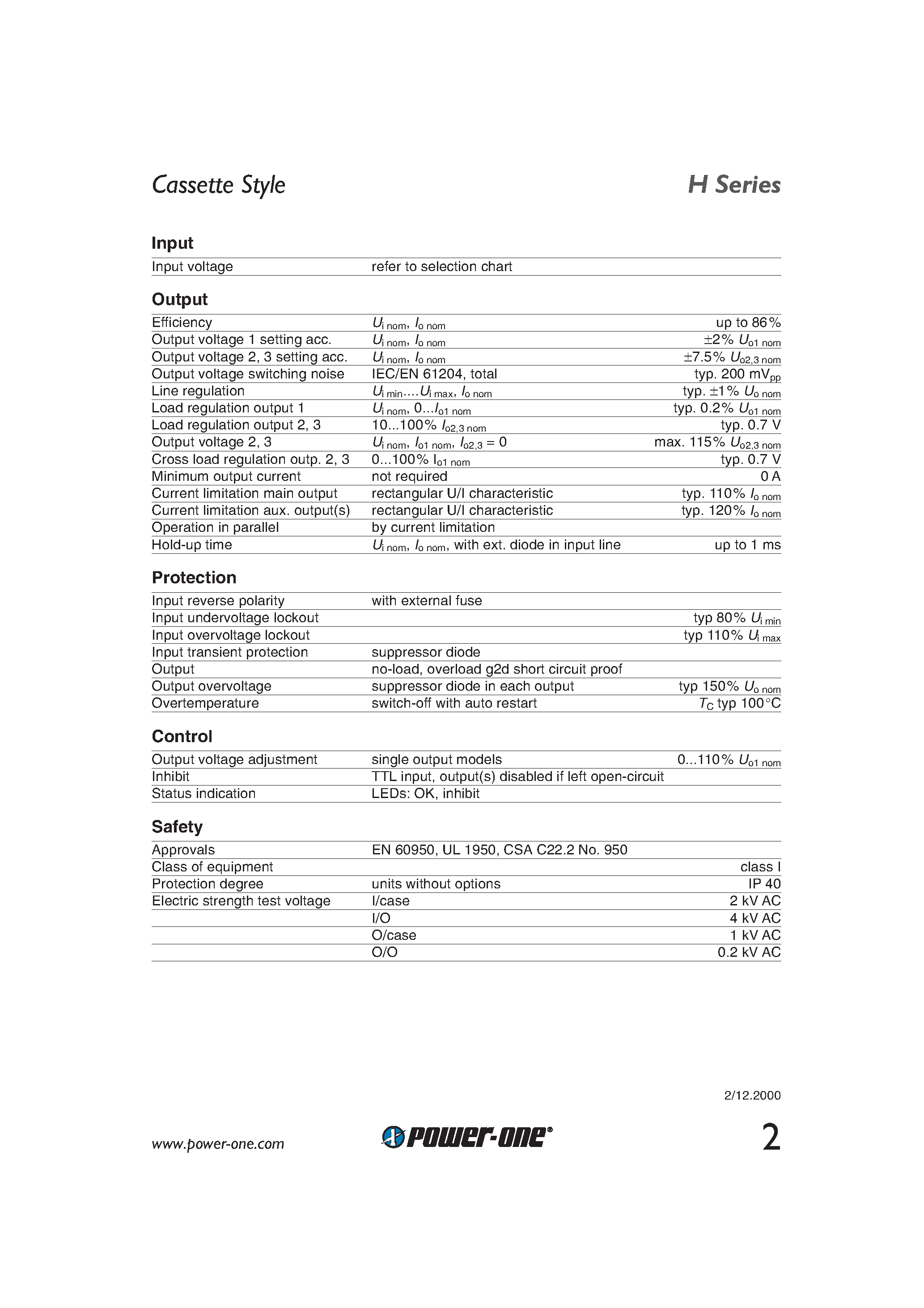 Datasheet 48H3020-2 - 50 Watt DC-DC Converters page 2