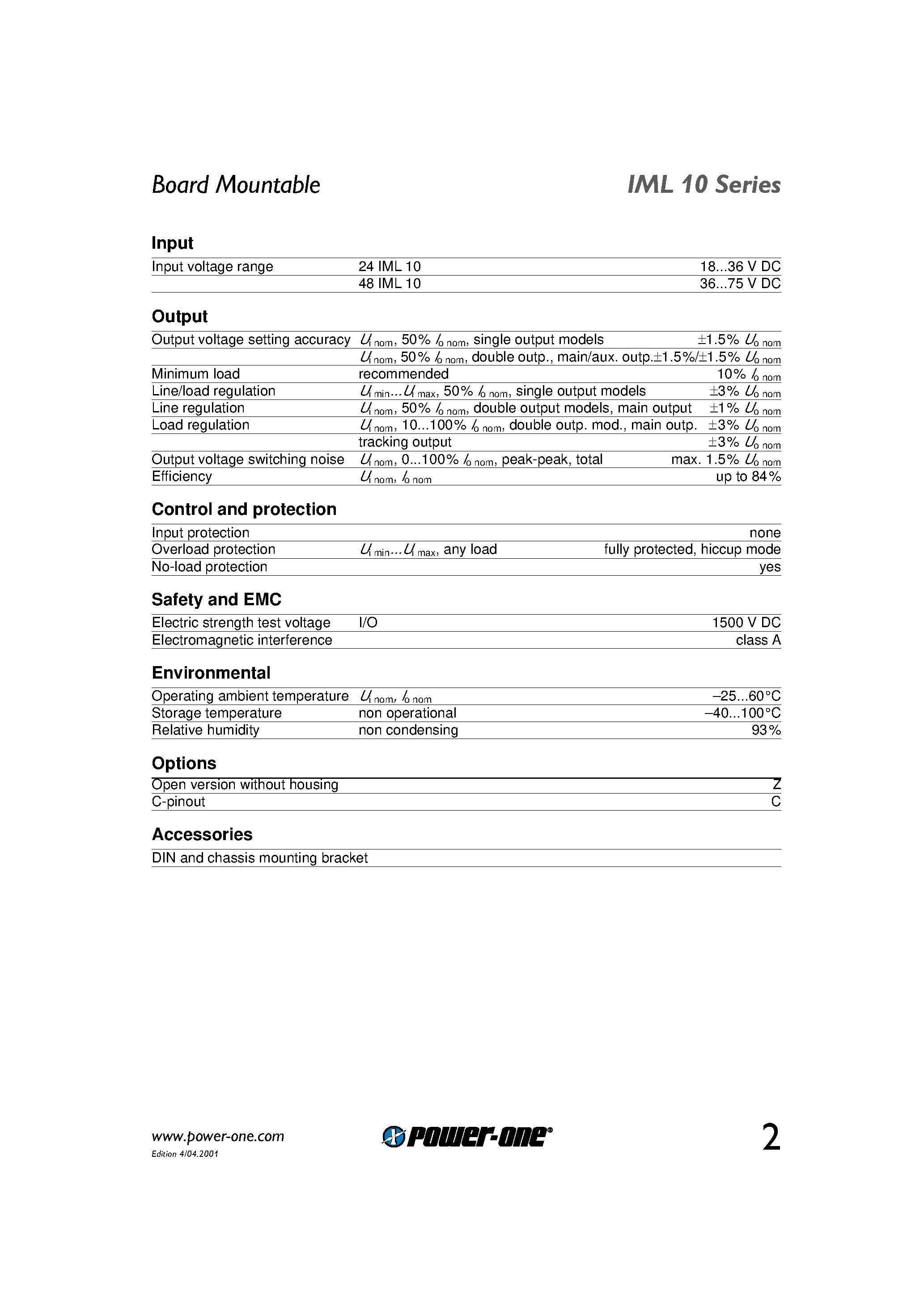 Datasheet 48IML10-15-15-3 - 10 Watt DC-DC Converters page 2