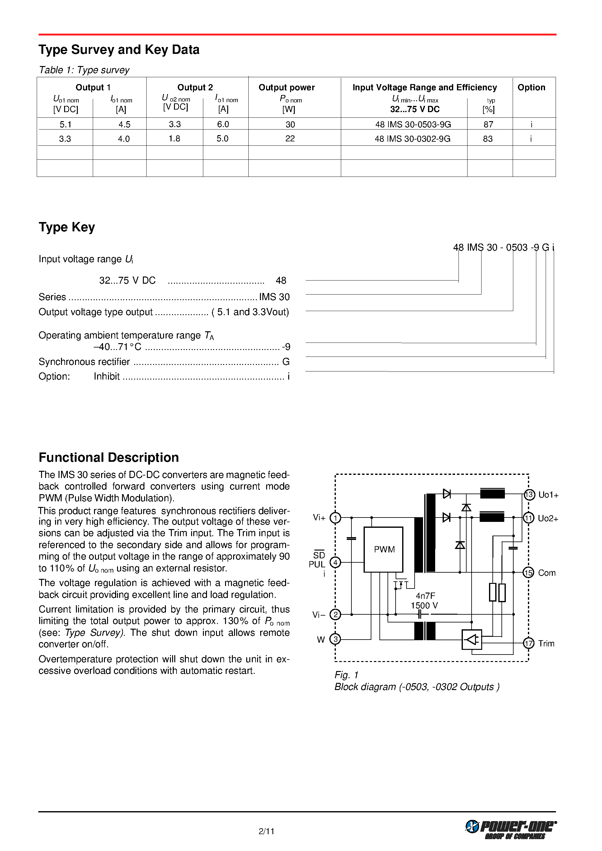 Datasheet 48IMS30-0302-9G - Dual outputs 5V & 3.3V ; 3.3V & 1.8V page 2