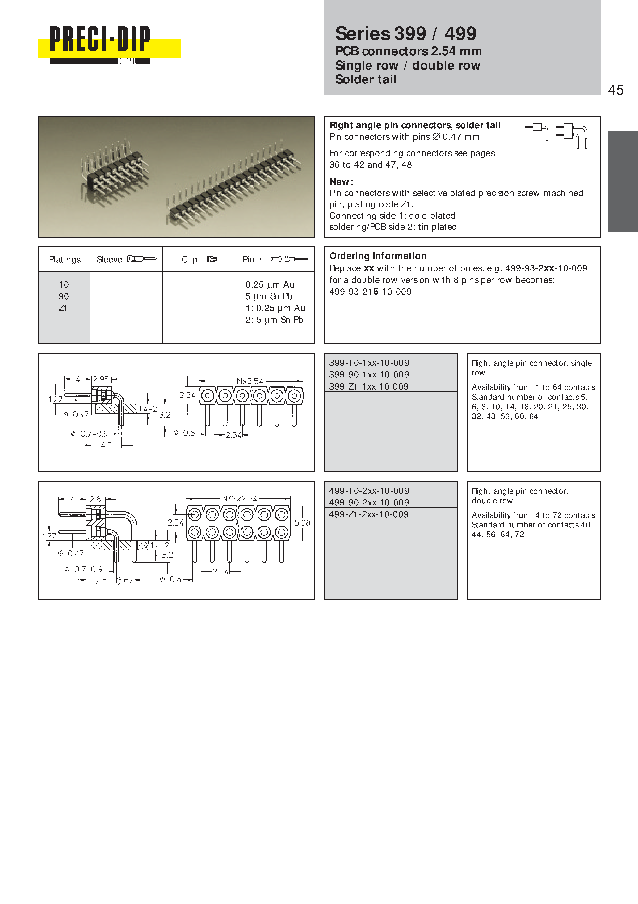 Datasheet 499-90-216-10-009 - PCB connectors 2.54 mm Single row / double row Solder tail page 1