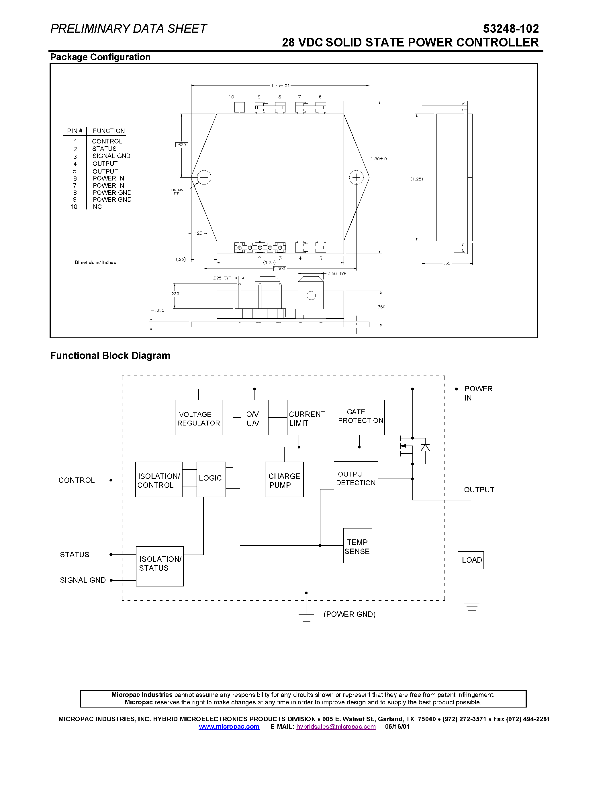 Datasheet 53248-102 page 2 Datasheet 53248-102 - 28 VDC SOLID STATE POWER CONTROLLER page 2