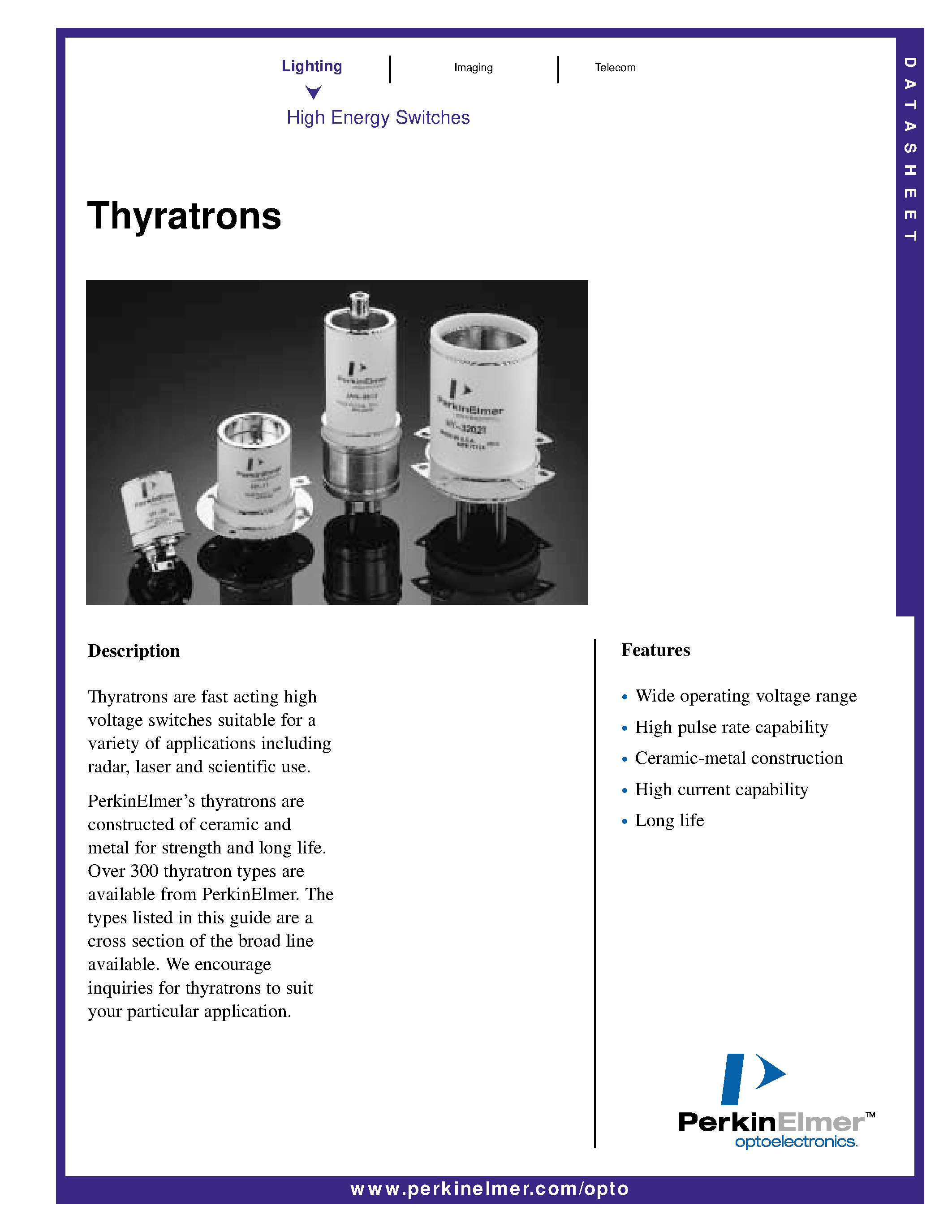 Datasheet HY-5 - Thyratrons page 1