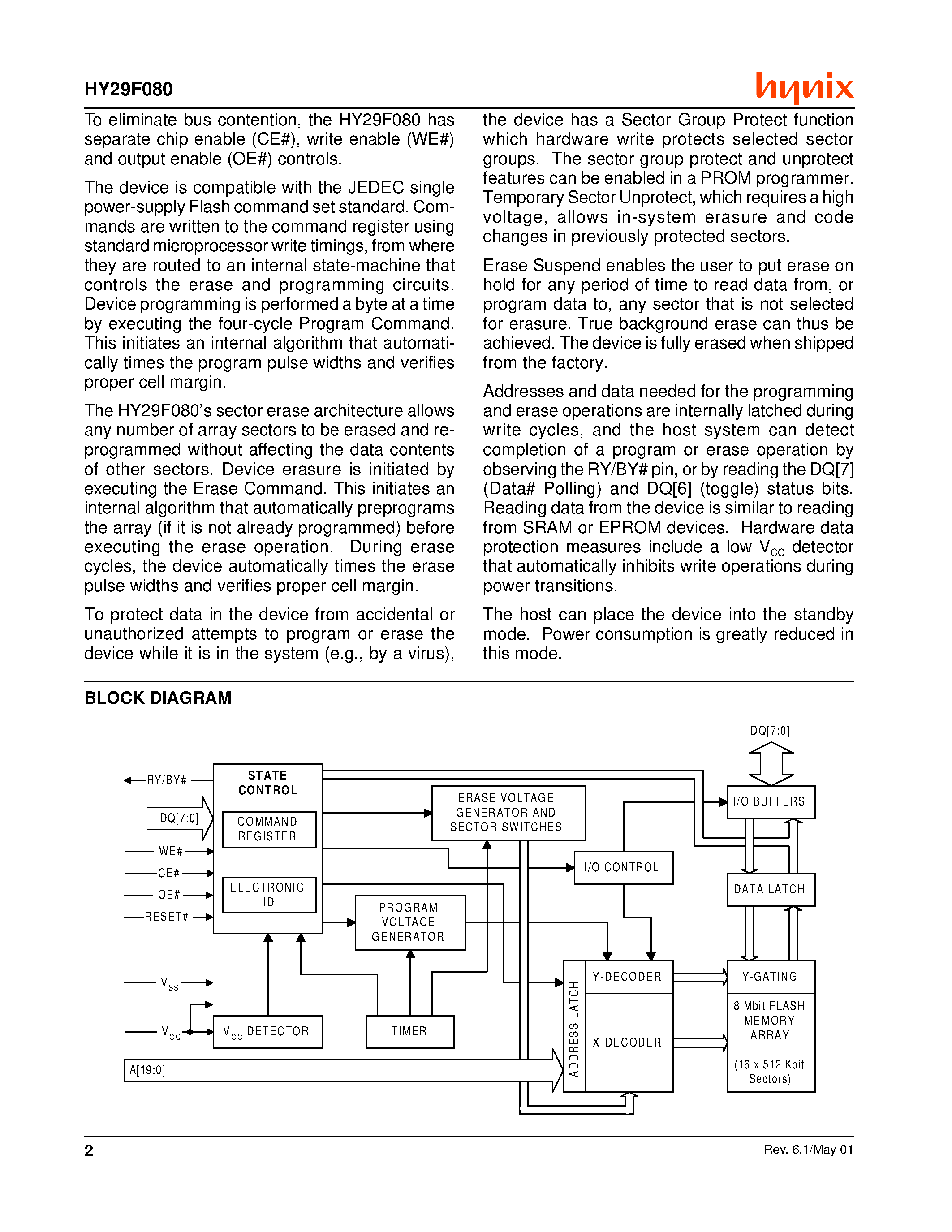 Datasheet HY29F080G12 - 8 Megabit (1M x 8)/ 5 Volt-only/ Flash Memory page 2