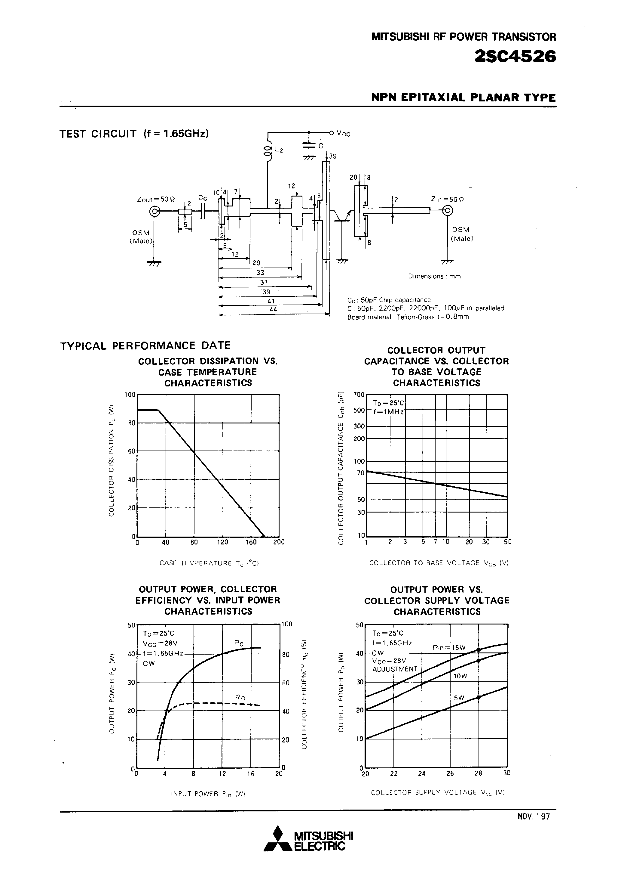 Datasheet 2SC4526 page 2 Datasheet 2SC4526 - NPN EPITAXIAL PLANAR TYPE (RF POWER TRANSISTOR) page 2