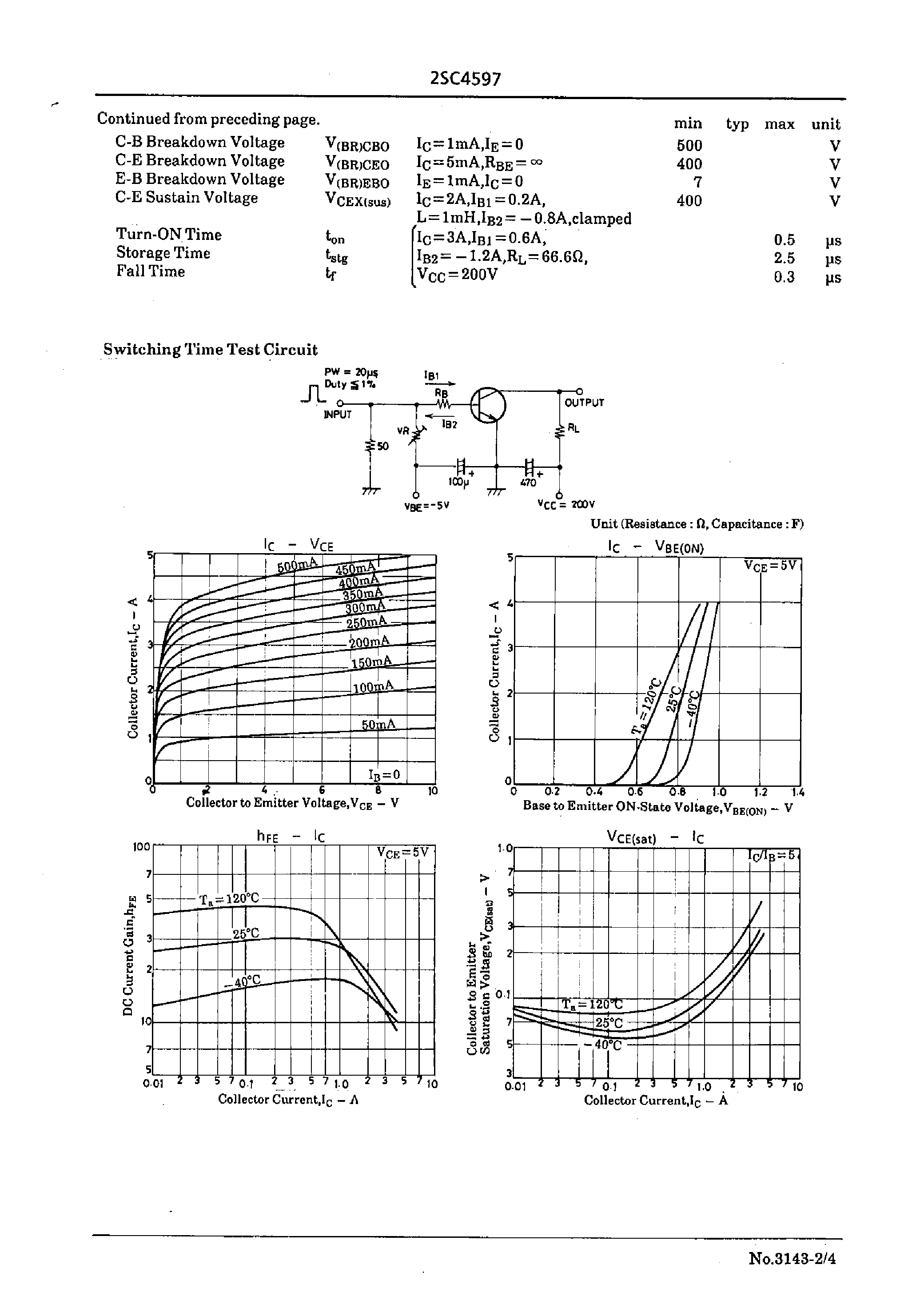 Datasheet 2SC4597 - Switching Regulator Applications page 2