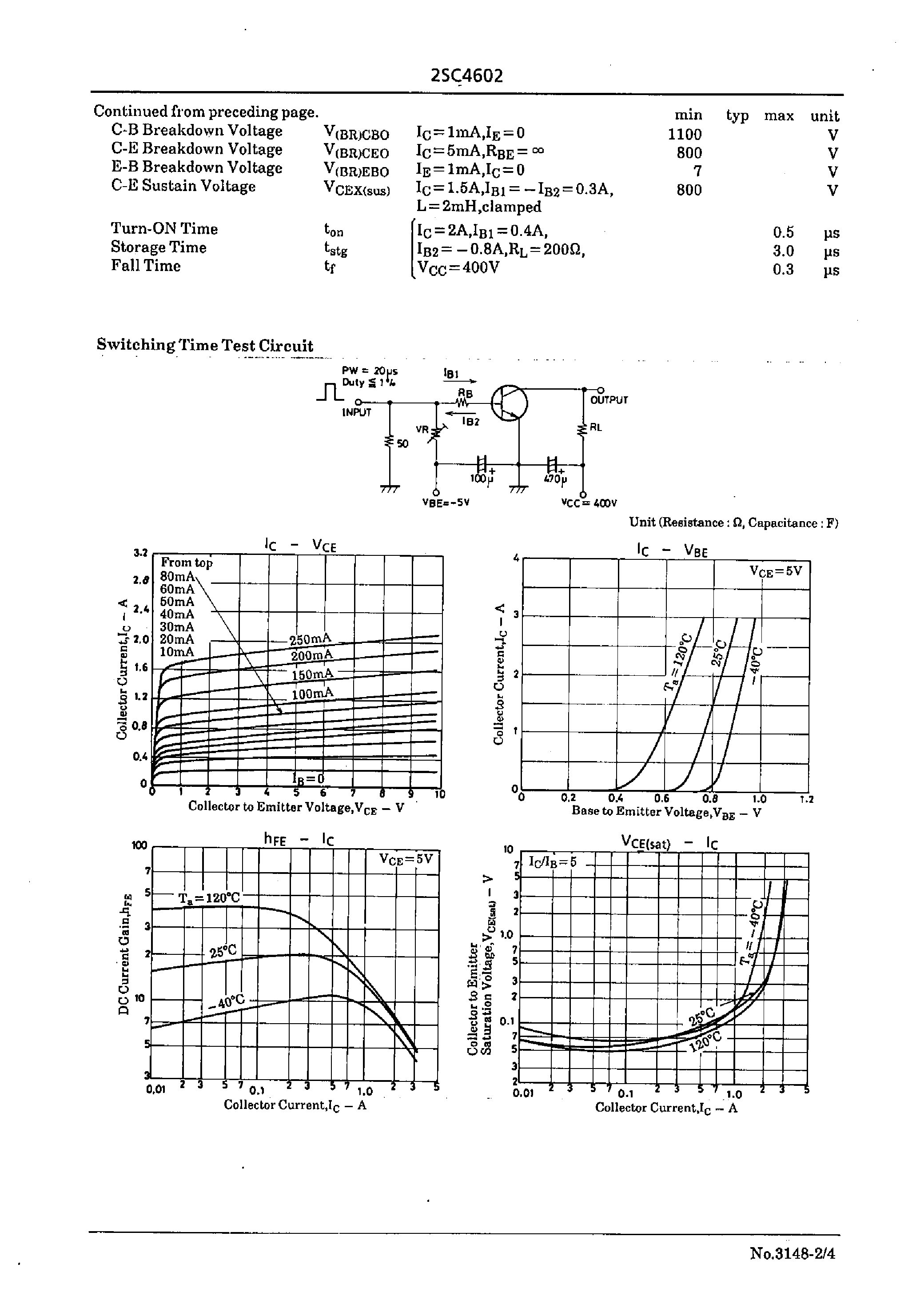 Datasheet 2SC4602 - Switching Regulator Applications page 2