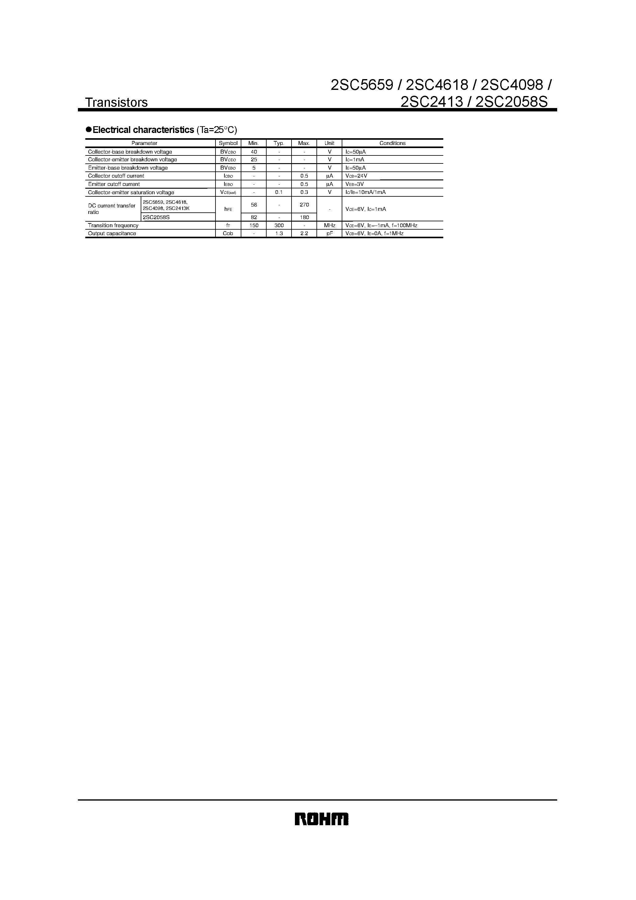 Datasheet 2SC4618 - High-frequency Amplifier Transistor(25V/ 50mA/ 300MHz) page 2