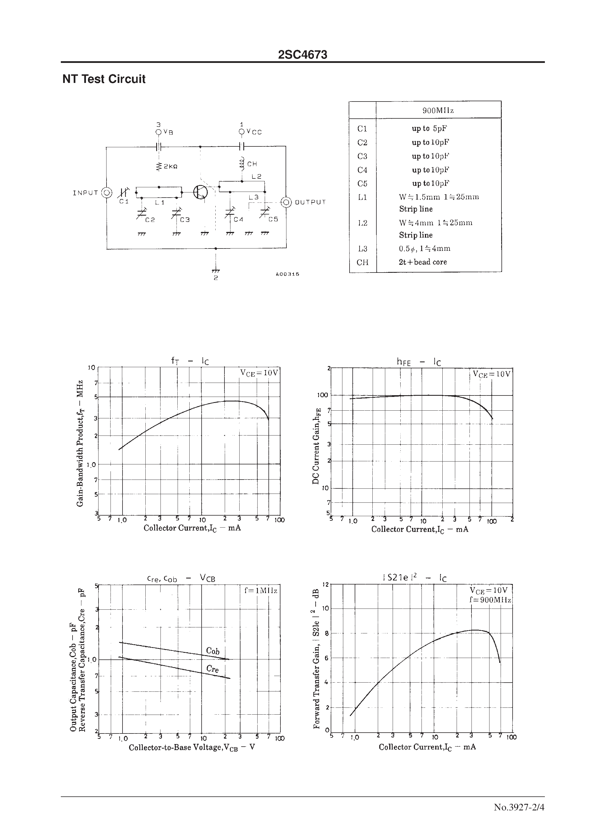 Datasheet 2SC4673 - UHF Low-Noise Amp/ Wide-Band Amp Applications page 2