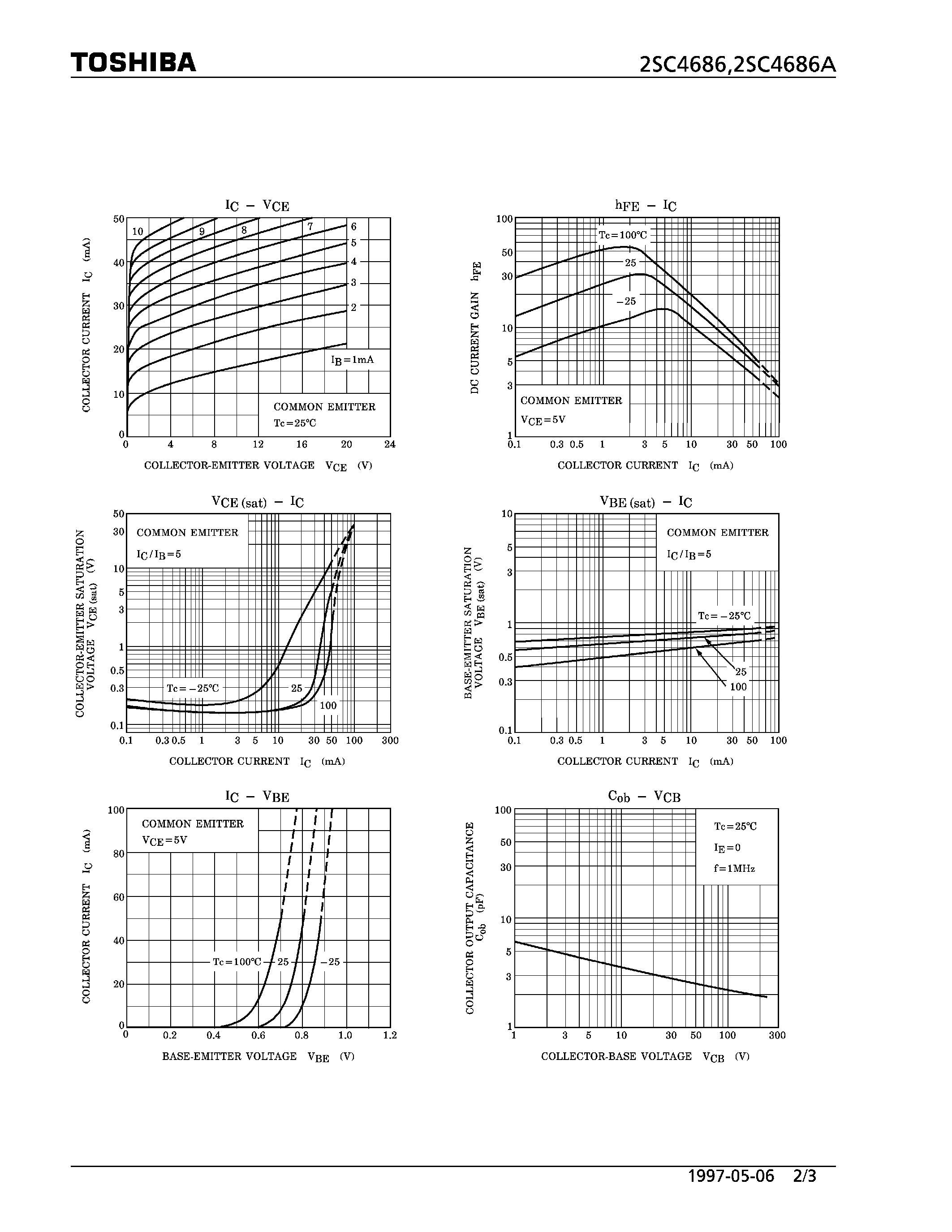 Datasheet 2SC4686 - NPN TRIPLE DIFFUSED PLANAR TYPE (TV DYNAMIC FOCUS/ HIGH VOLTAGE SWITCHING/ AMPLIFIER APPLICATIONS) page 2