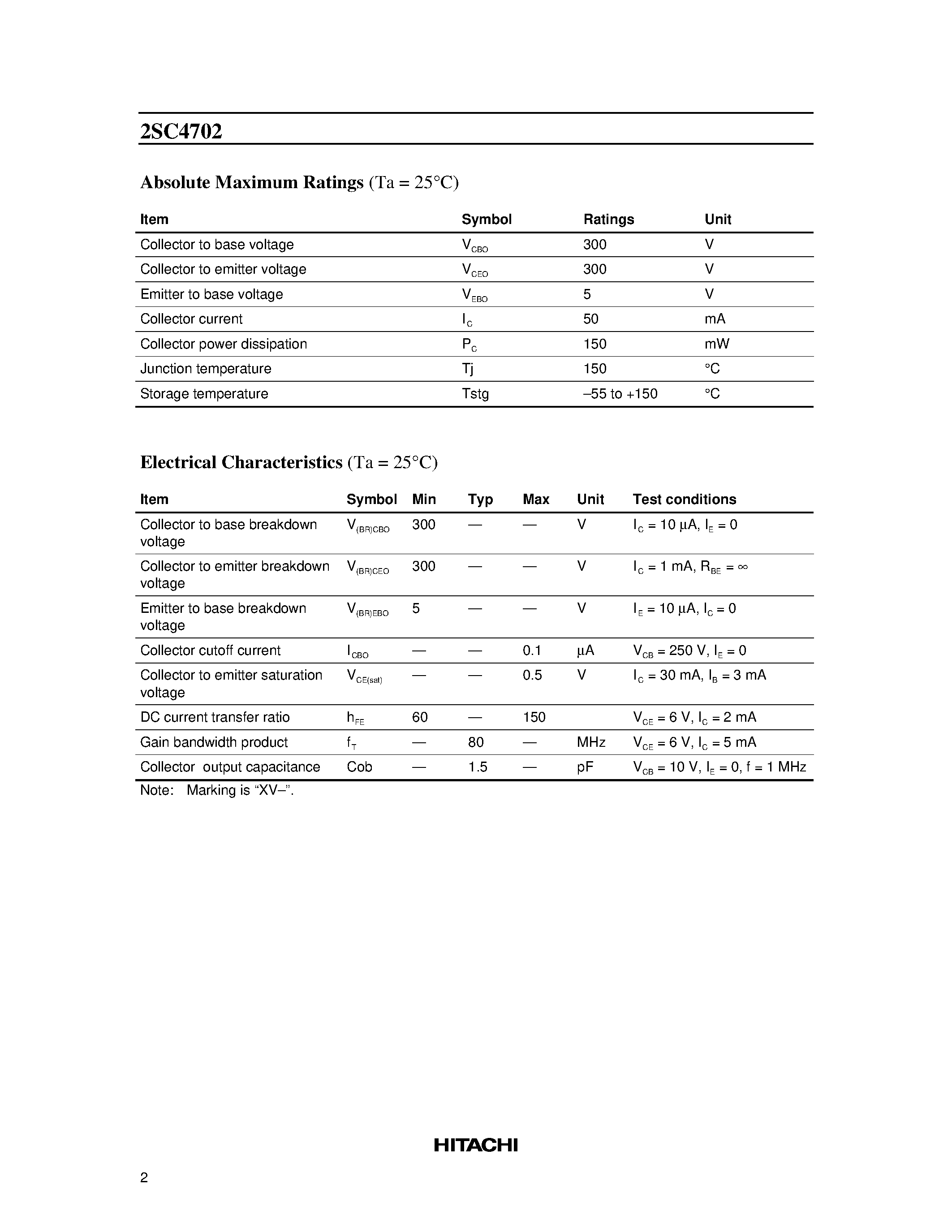Datasheet 2SC4702 page 2 Datasheet 2SC4702 - Silicon NPN Epitaxial page 2