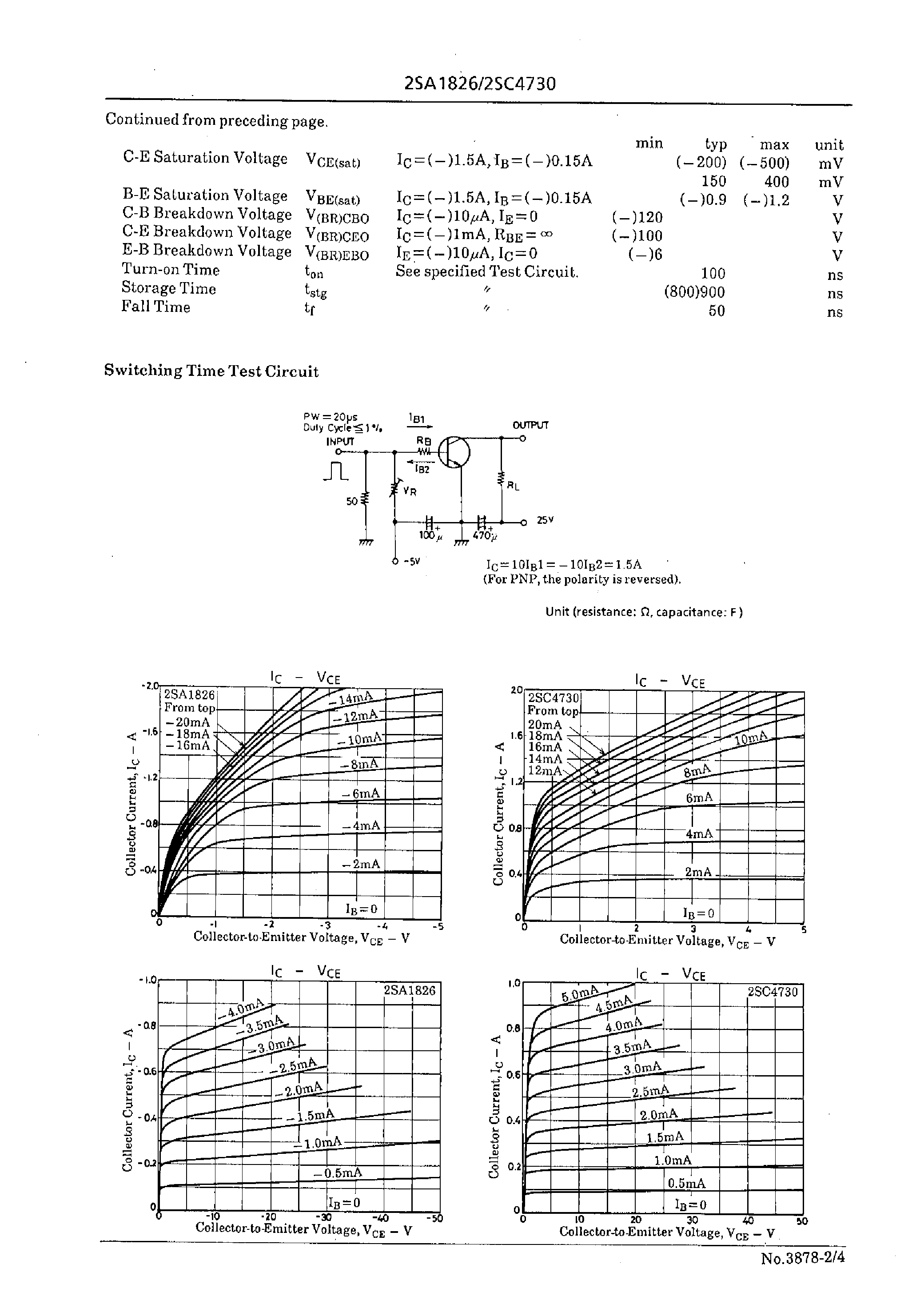 Datasheet 2SC4730 - 100V/3A Switching Applications page 2