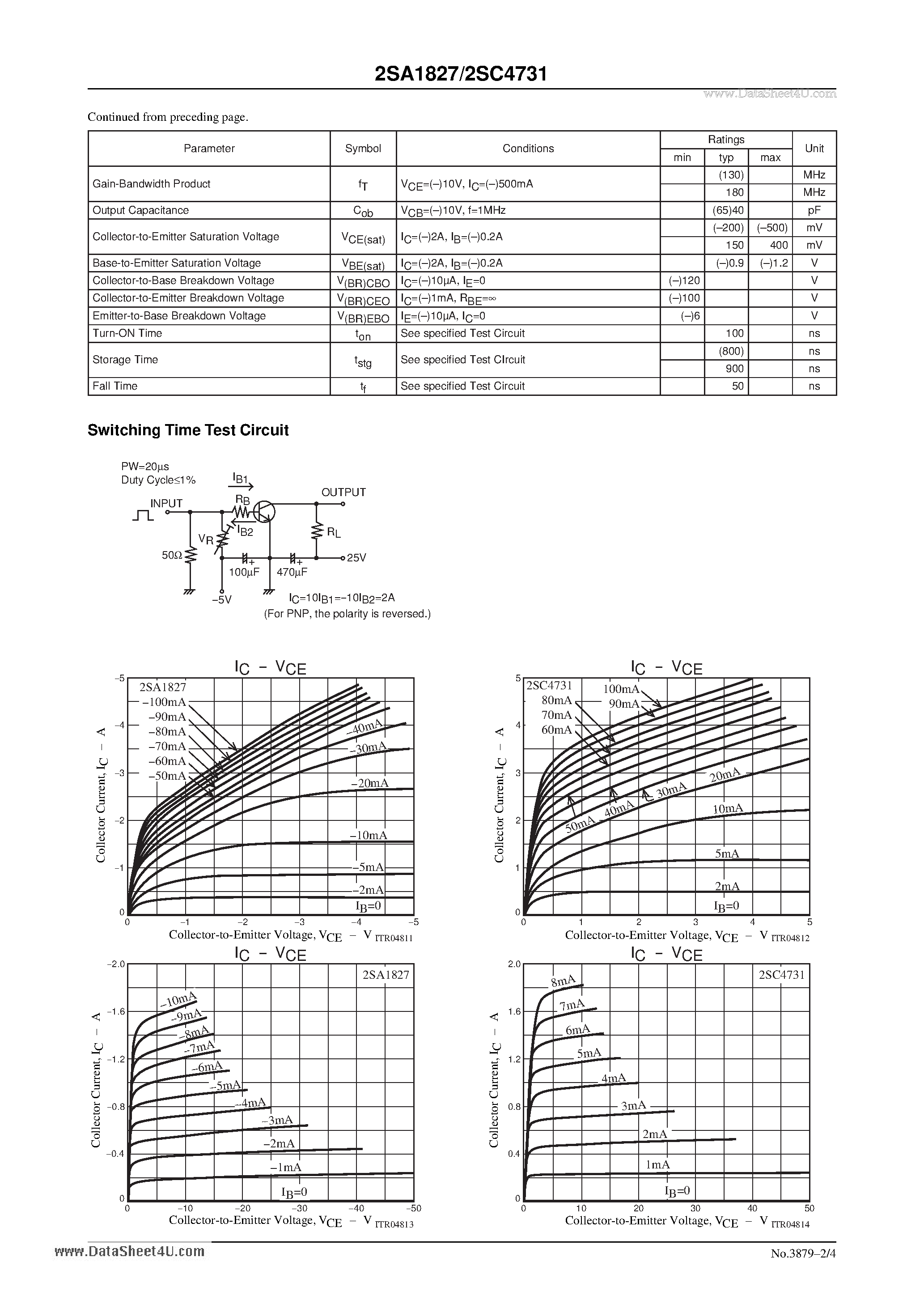 Datasheet 2SC4731 - 100V/4A Switching Applications page 2