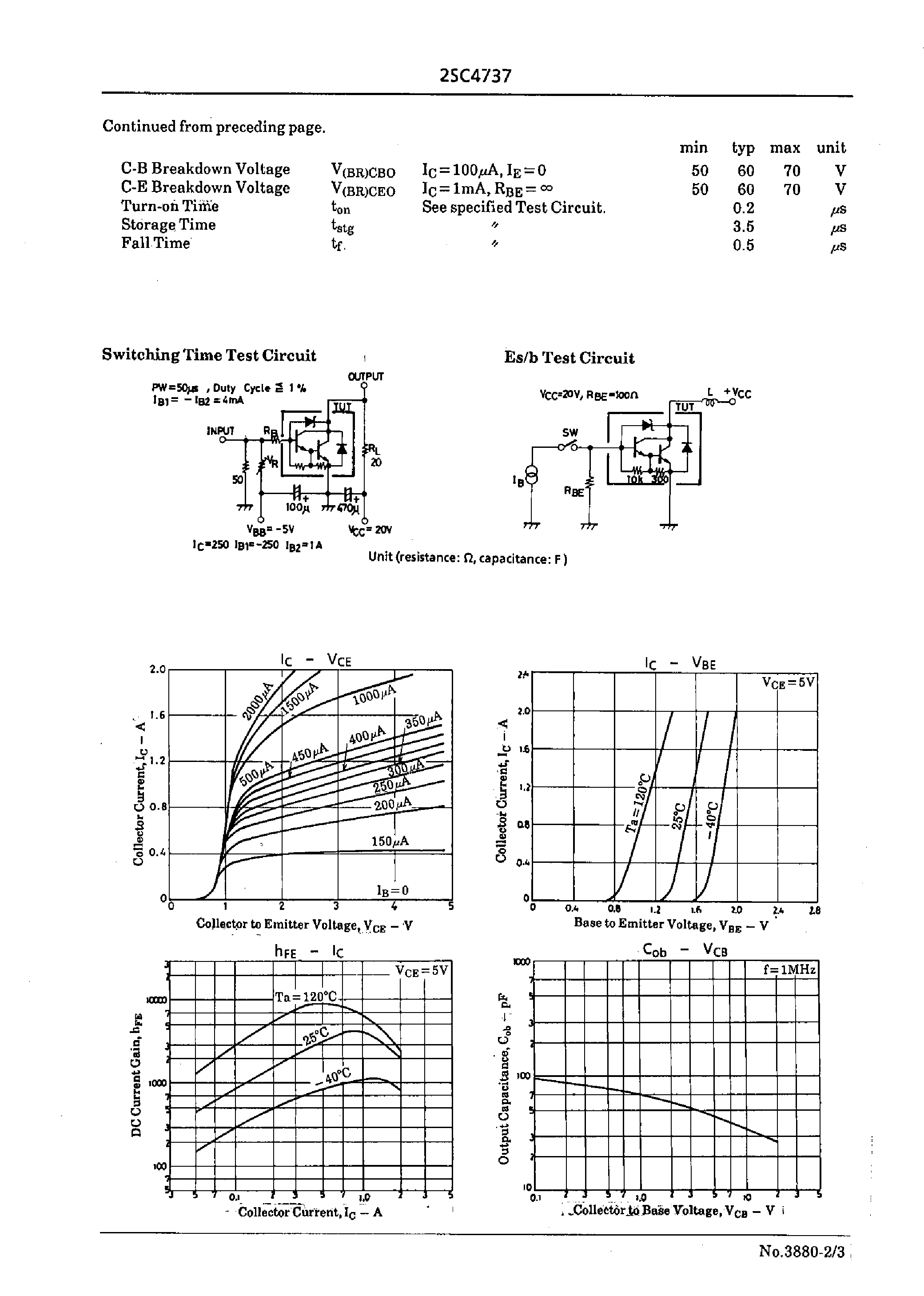 Datasheet 2SC4737 - 50V/2A Driver Applications page 2