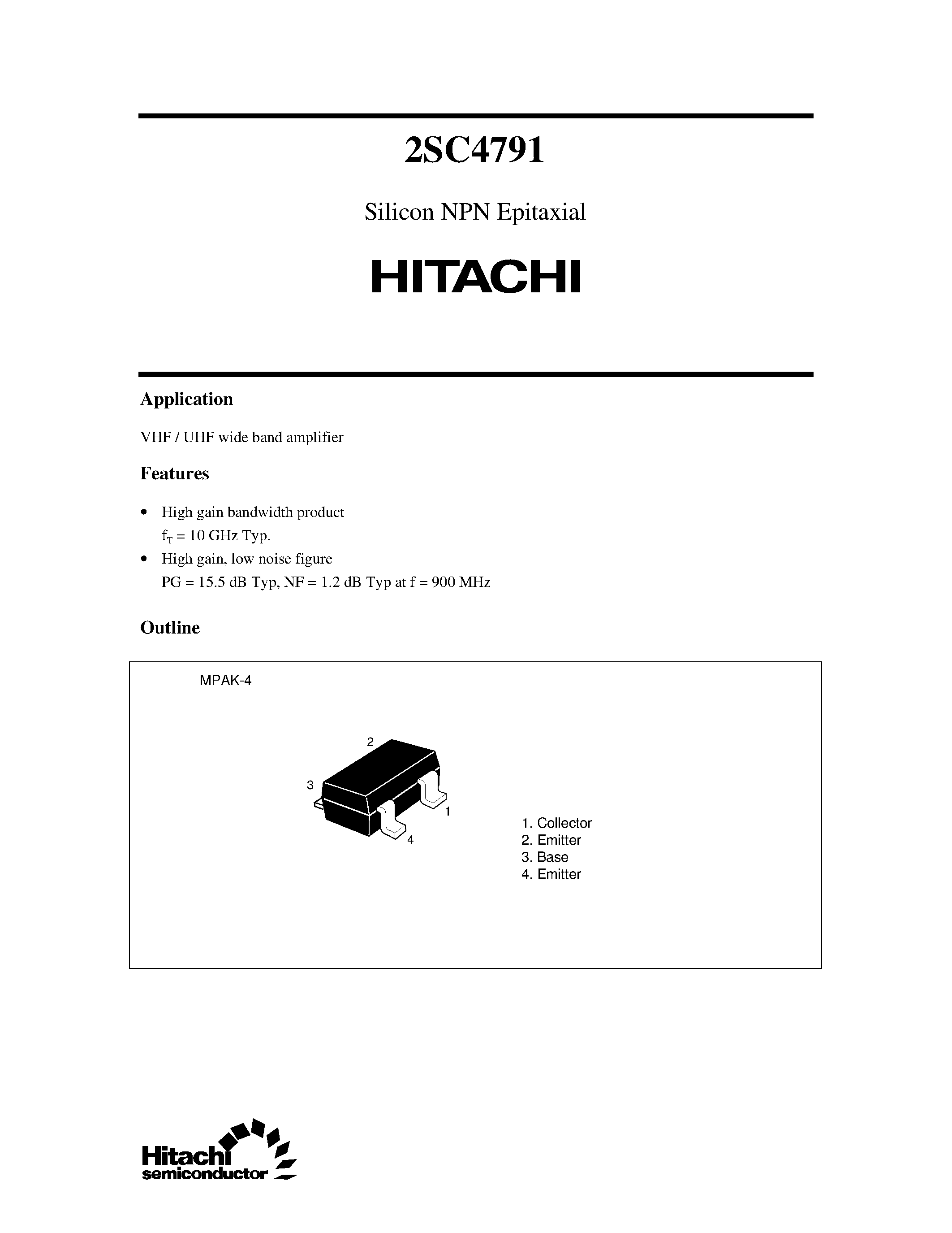 Datasheet 2SC4791 - Silicon NPN Epitaxial page 1