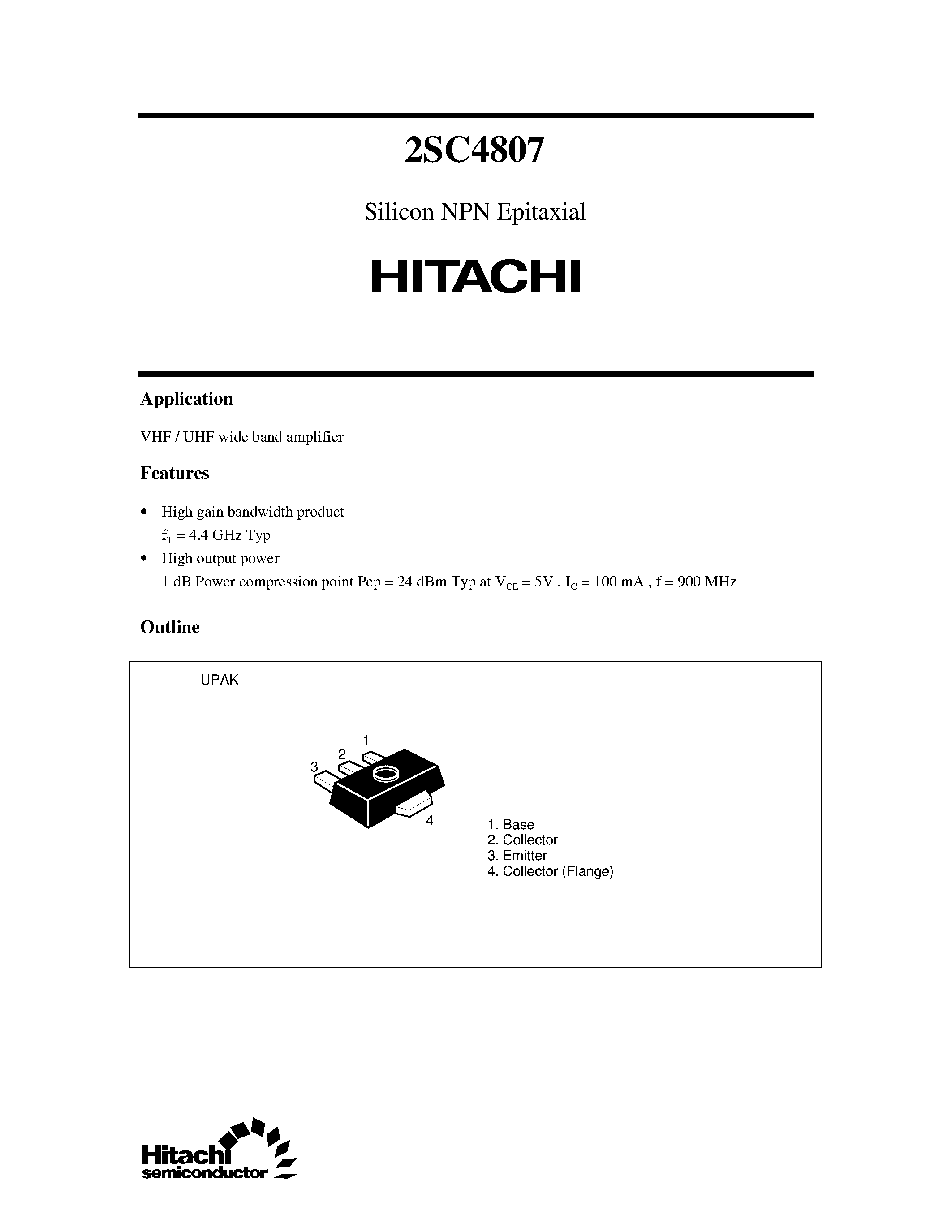 Datasheet 2SC4807 - Silicon NPN Epitaxial page 1