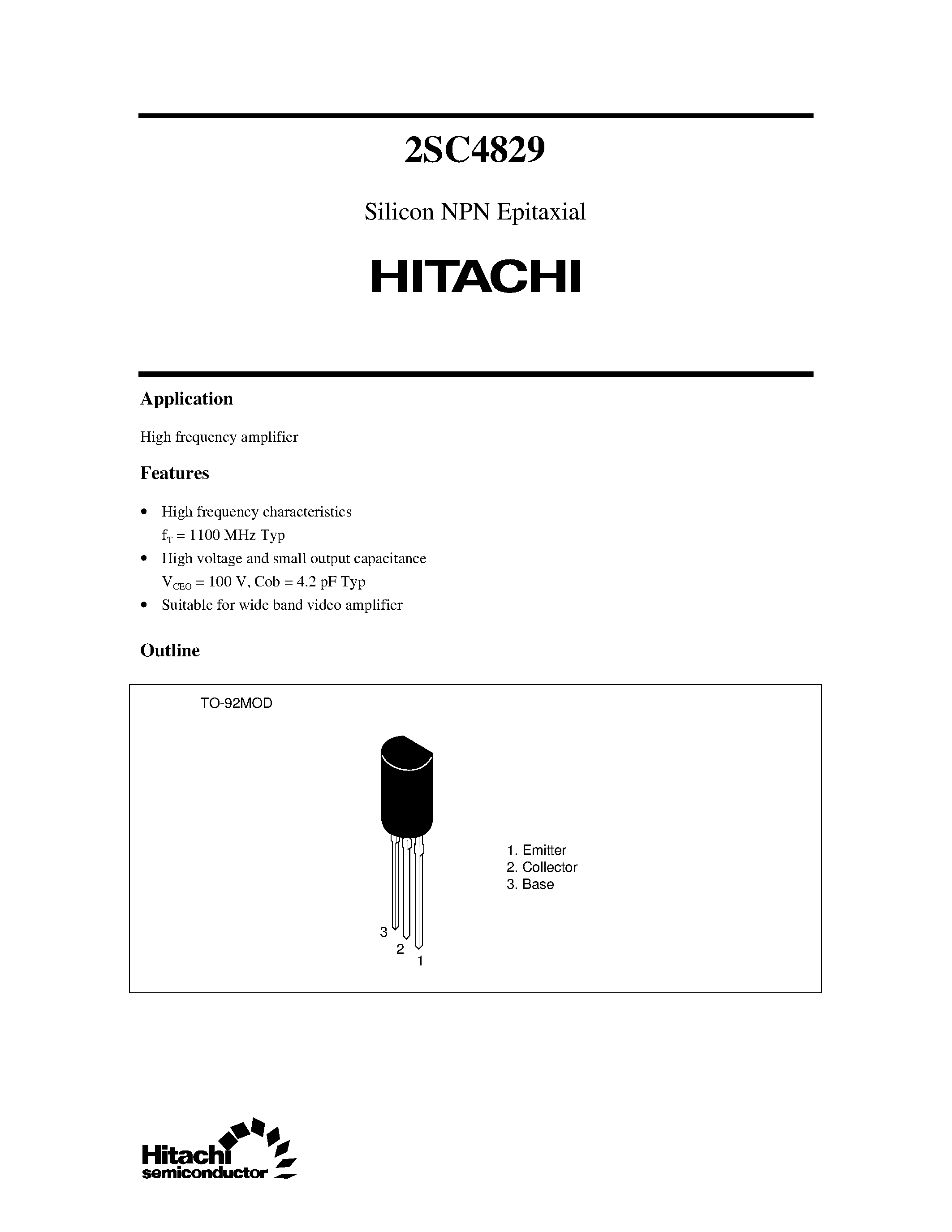 Datasheet 2SC4829 - Silicon NPN Epitaxial page 1