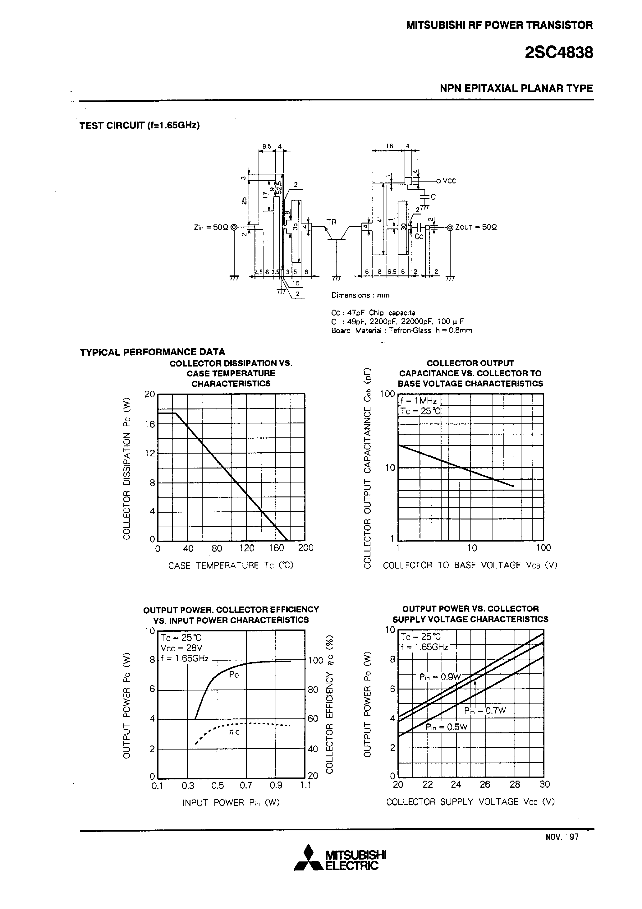Datasheet 2SC4838 page 2 Datasheet 2SC4838 - NPN EPITAXIAL PLANAR TYPE (RF POWER TRANSISTOR) page 2