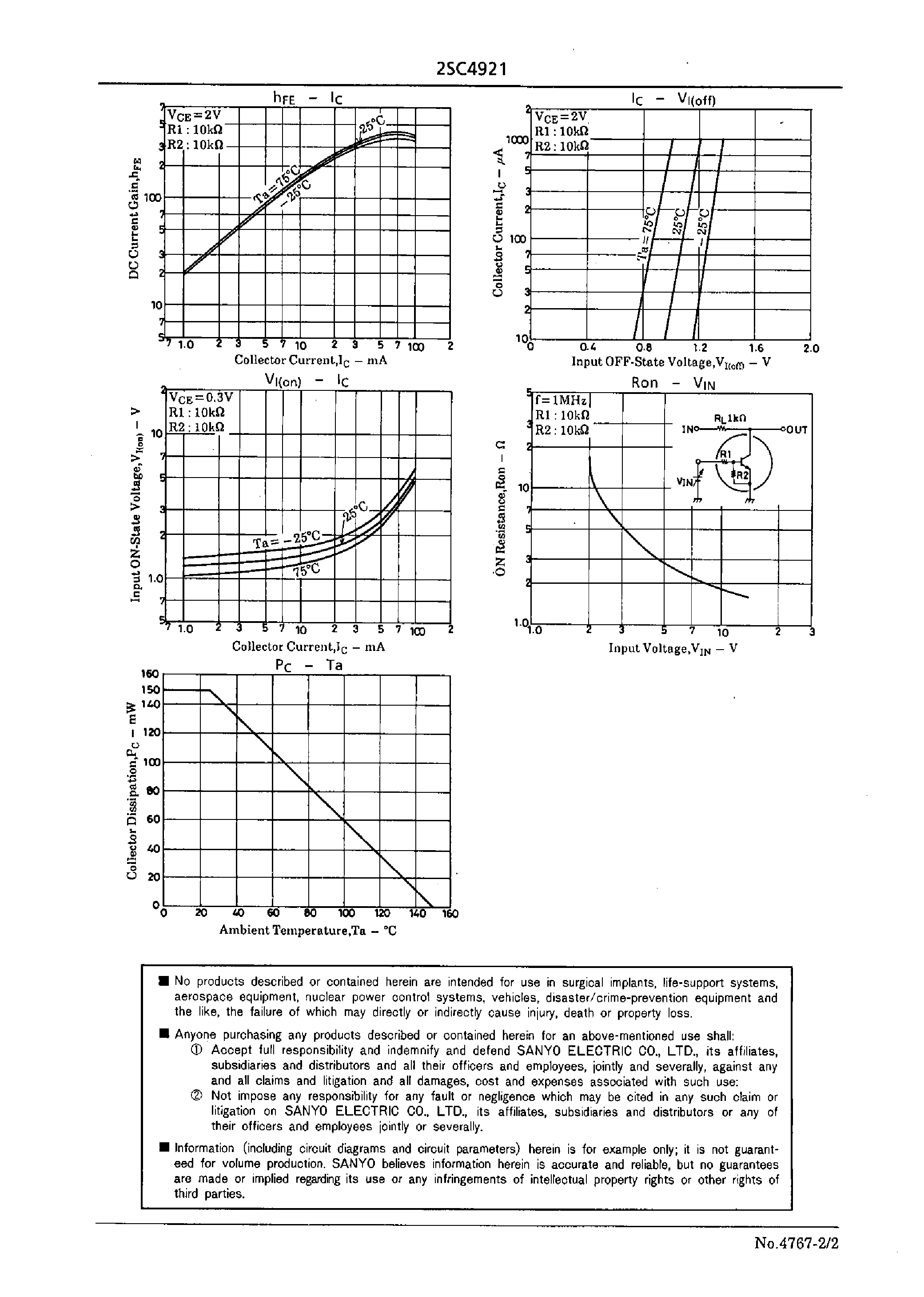Datasheet 2SC4921 - Muting Circuit/ Driver Applications page 2