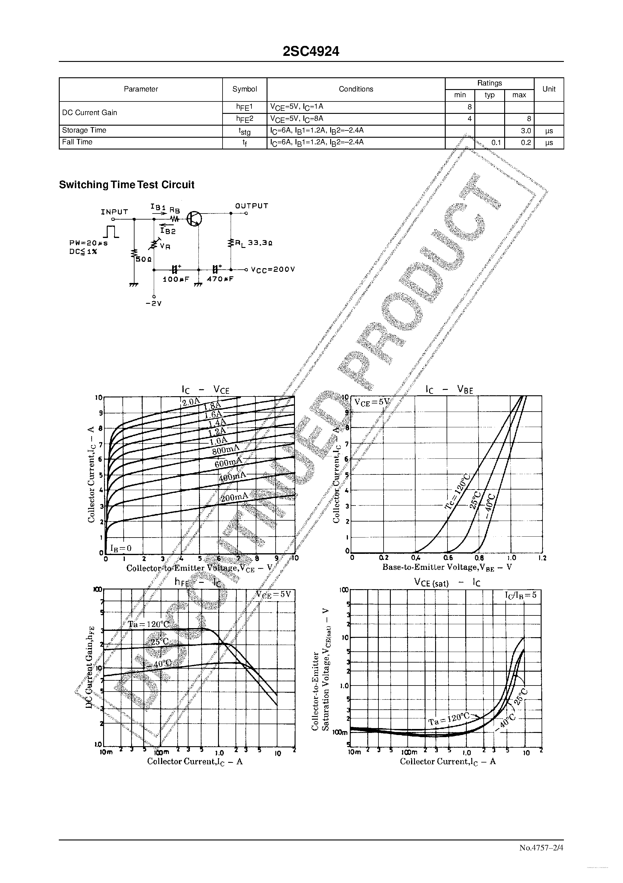 Datasheet 2SC4924 - Very High-Definition CRT Display Horizontal Deflection Output Applications page 2