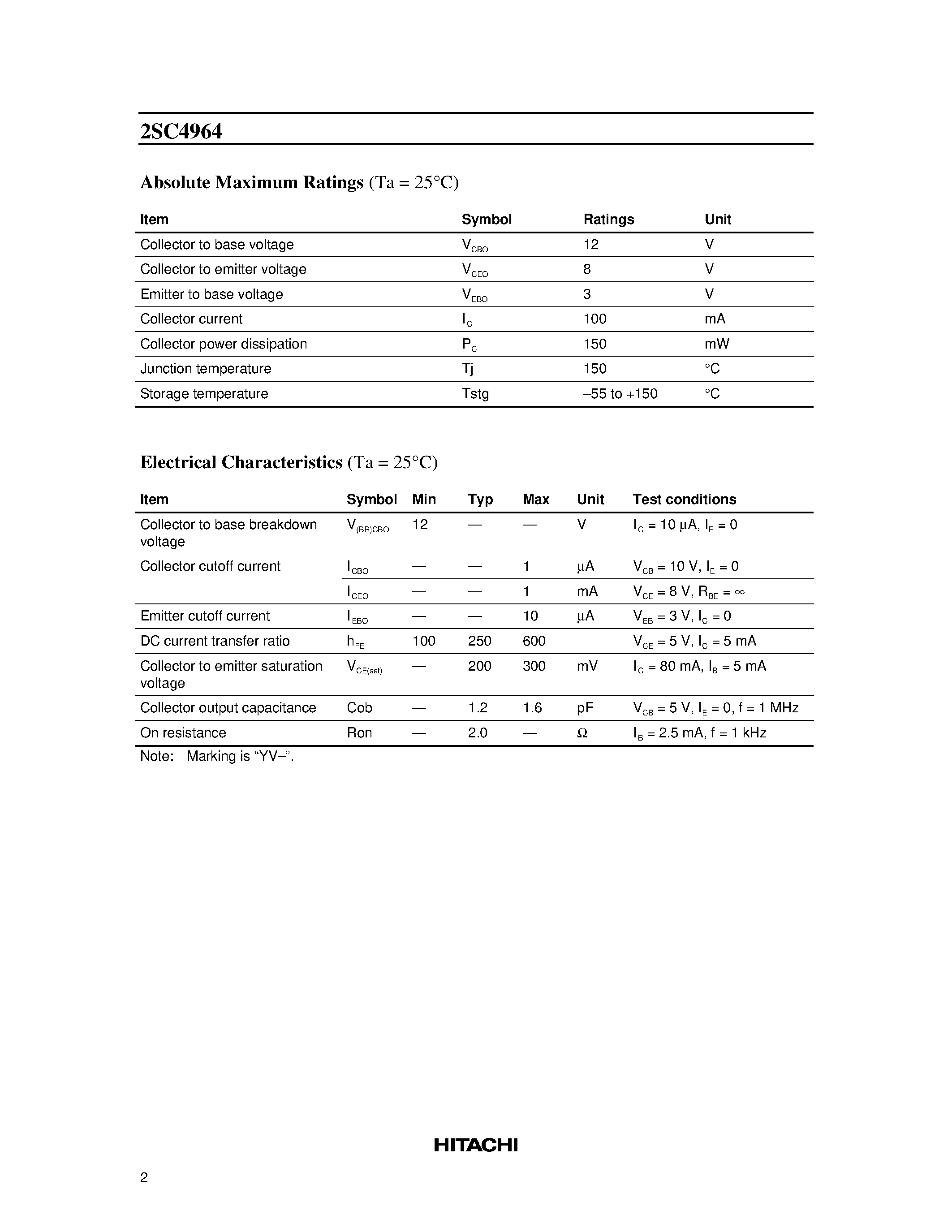 Datasheet 2SC4964 - Silicon NPN Epitaxial page 2