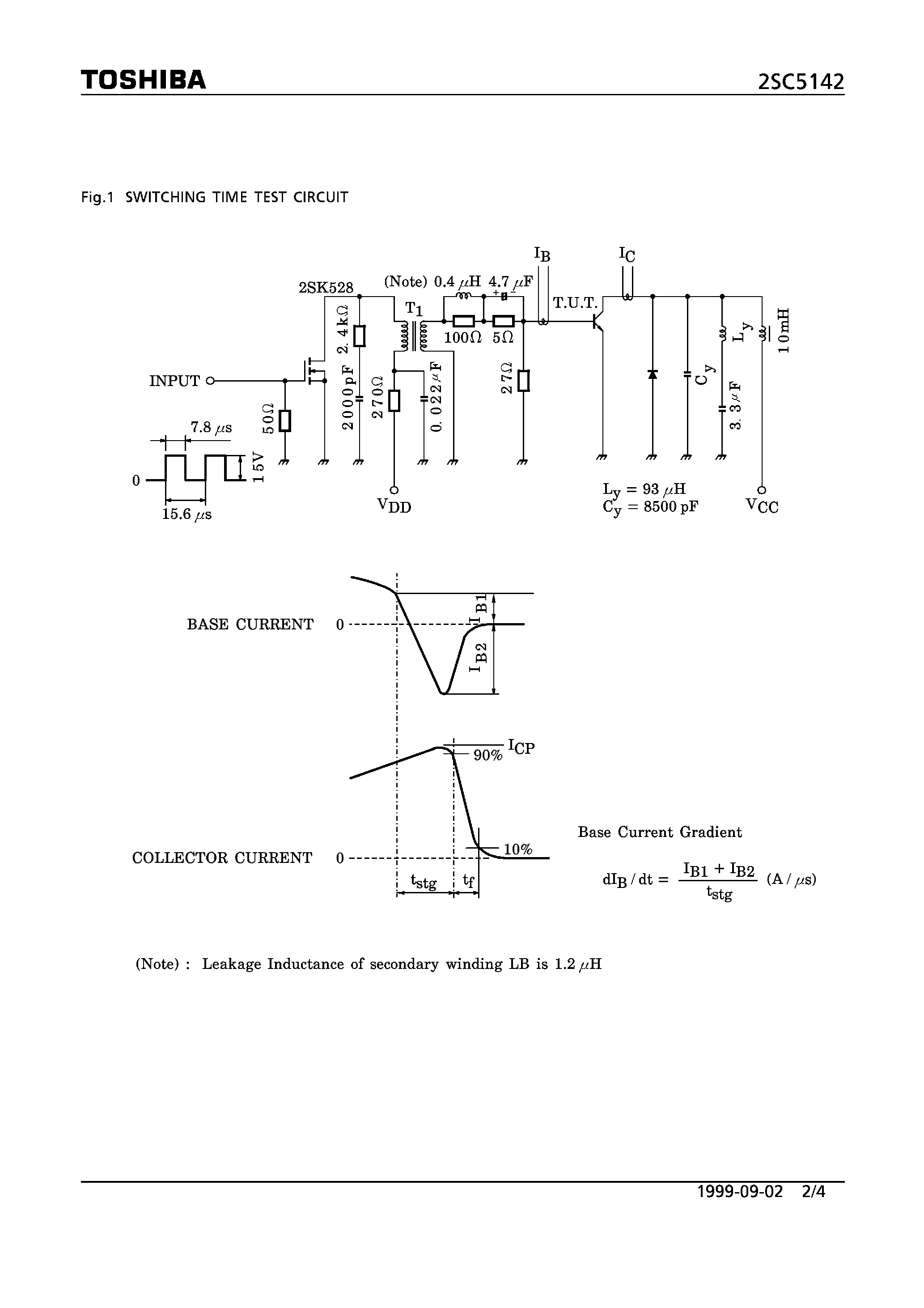 Даташит на микросхему 2SC5142 страница 2 Даташит 2SC5142 - NPN TRIPLE DIFFUSED MESA TYPE (HORIZONTAL DEFLECTION OUTPUT FOR HIGH RESOLUTION DISPLAY/ COLOR TV HIGH SPEED SWITCHING APPLICATIONS) страница 2