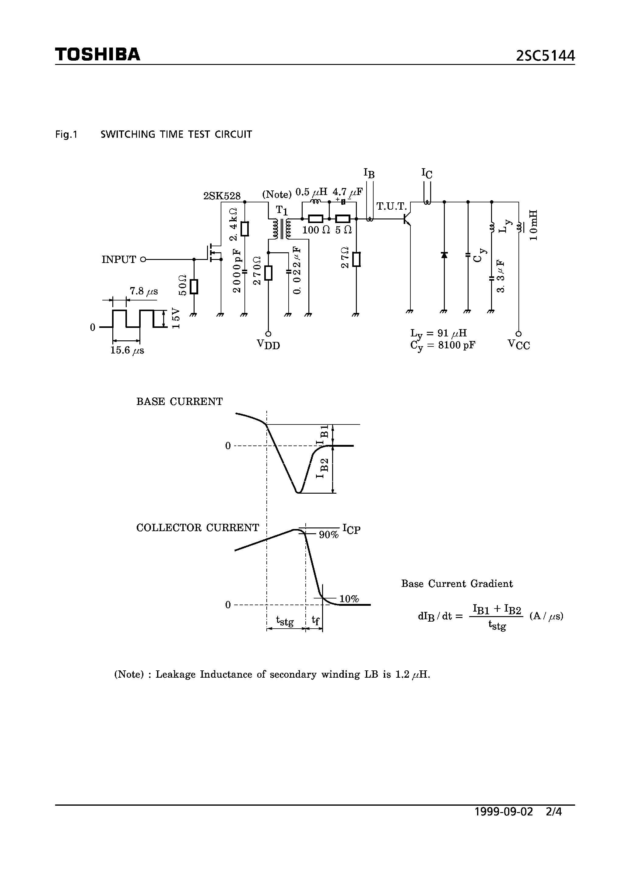 Даташит на микросхему 2SC5144 страница 2 Даташит 2SC5144 - NPN TRIPLE DIFFUSED MESA TYPE (HORIZONTAL DEFLECTION OUTPUT FOR HIGH RESOULTION DISPLAY/ COLOR TV HIGH SPEED SWITCHING APPLICATIONS) страница 2