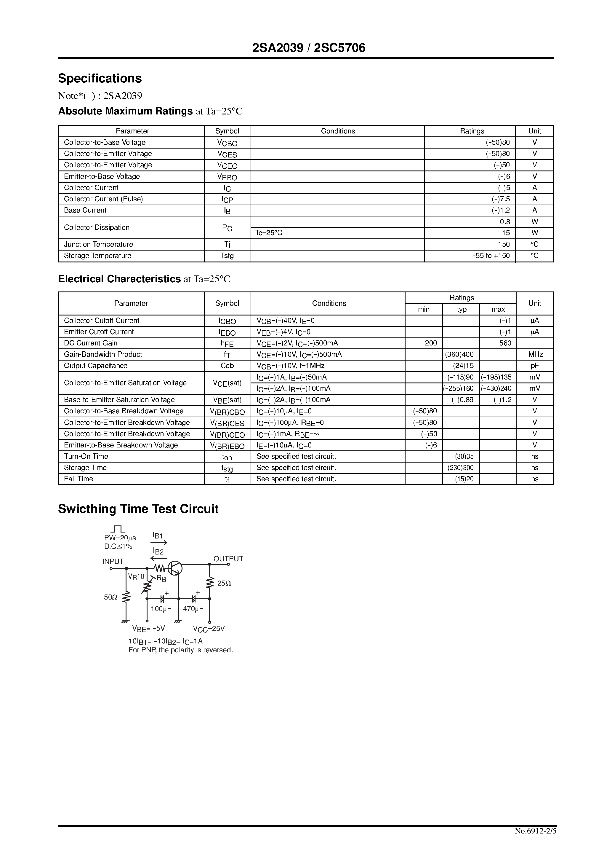 Даташит на микросхему 2SC5706 страница 2 Даташит 2SC5706 - High Current Switching Applications страница 2