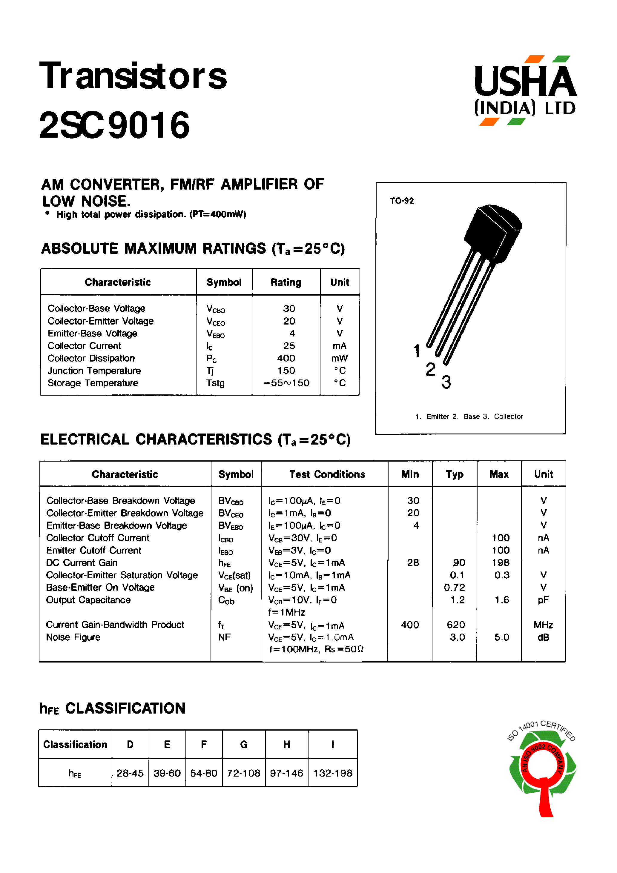 Даташит 2SC9016 - Transistors страница 1