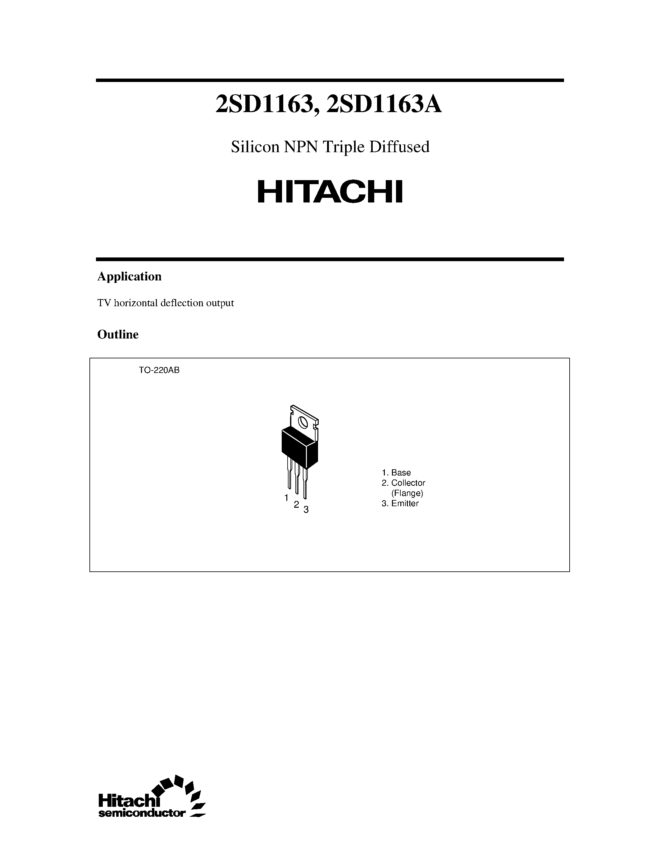 Datasheet 2SD1163A - Silicon NPN Triple Diffused page 1