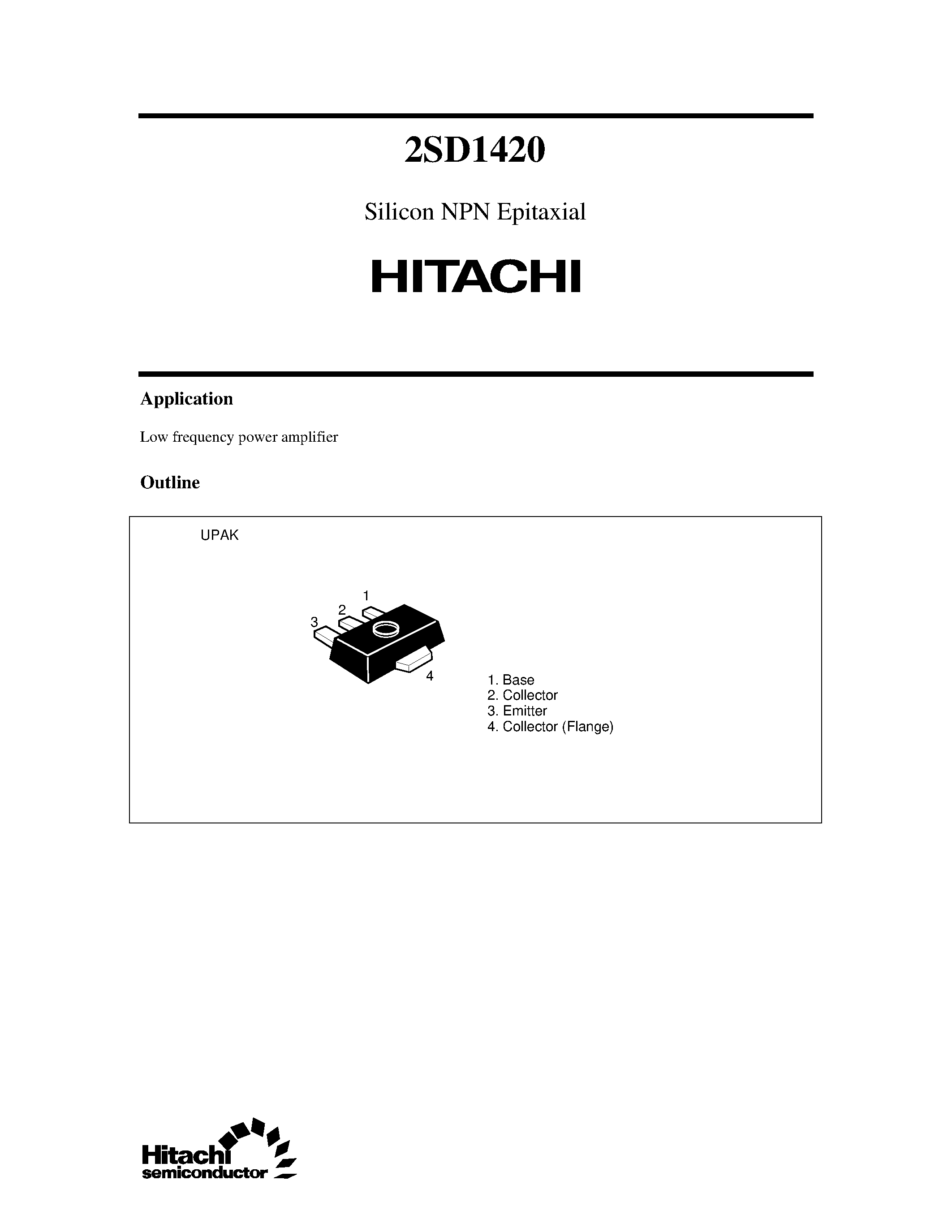 Datasheet 2SD1420 - Silicon NPN Epitaxial page 1