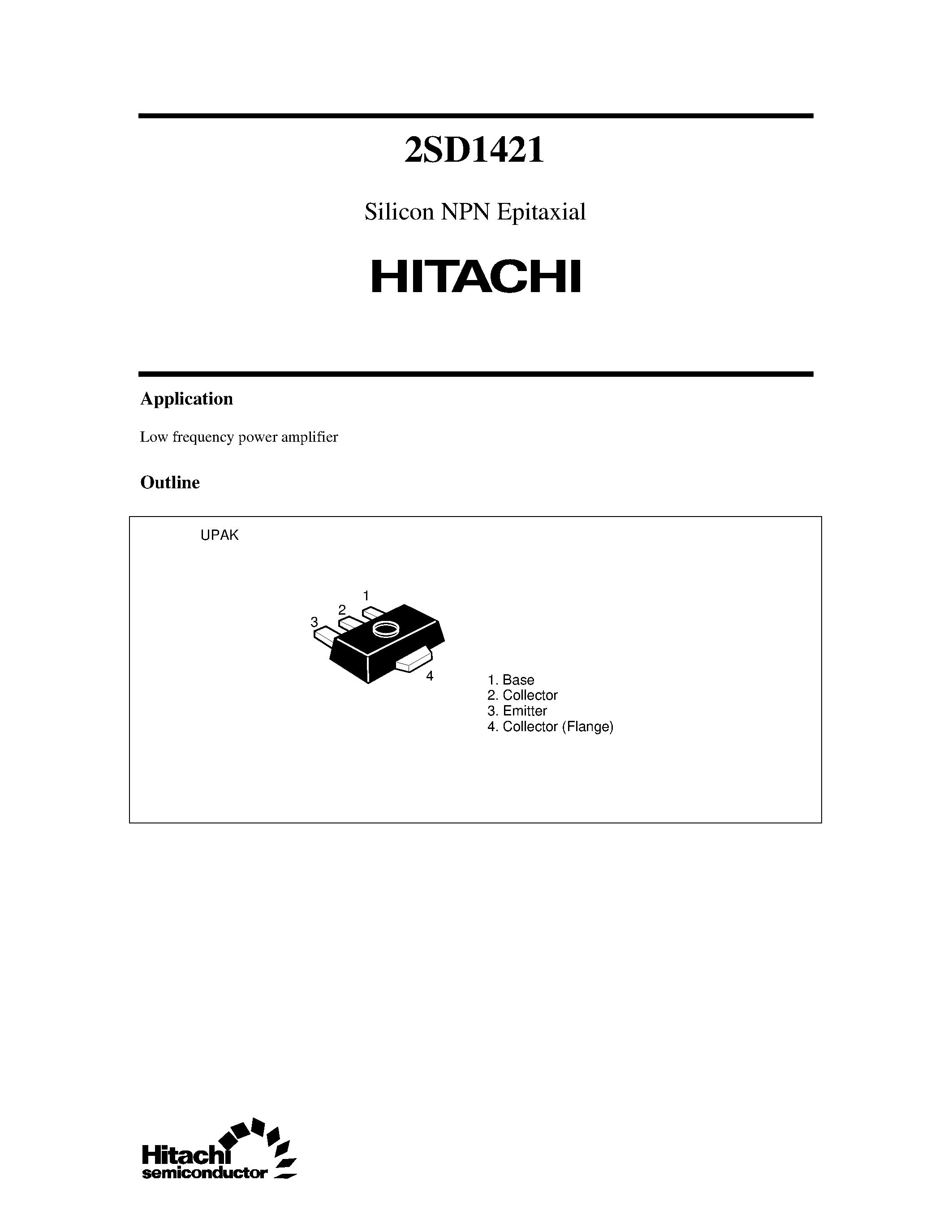 Datasheet 2SD1421 - Silicon NPN Epitaxial page 1