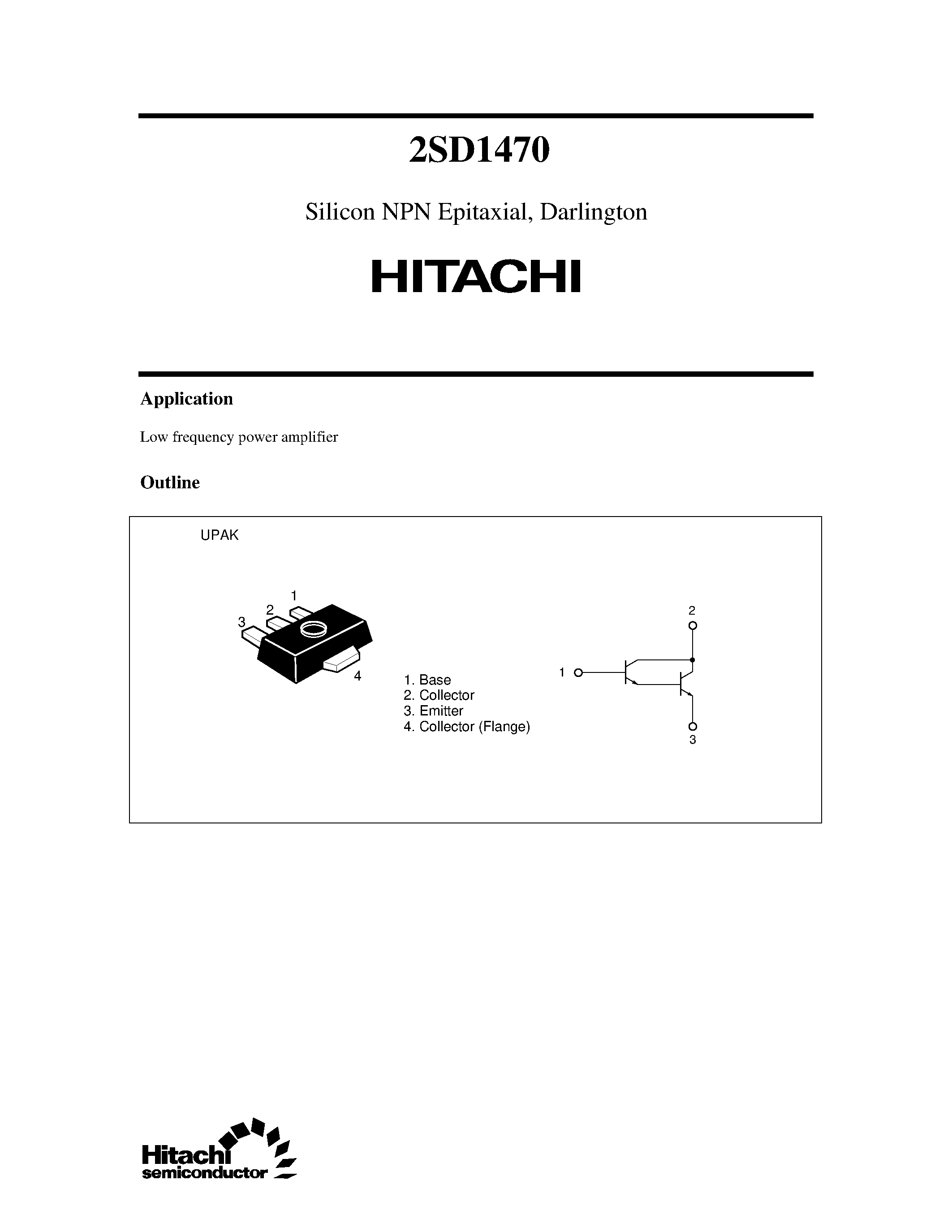 Datasheet 2SD1470 - Silicon NPN Epitaxial/ Darlington page 1