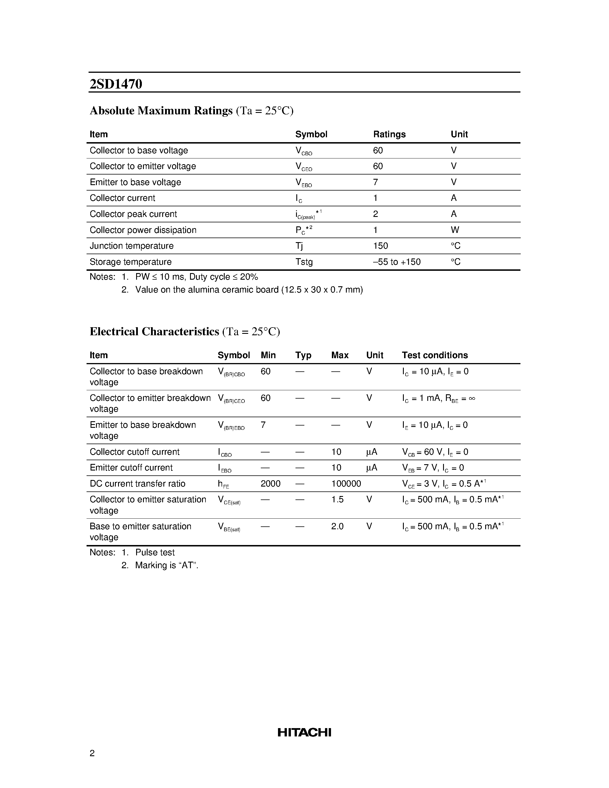 Datasheet 2SD1470 - Silicon NPN Epitaxial/ Darlington page 2