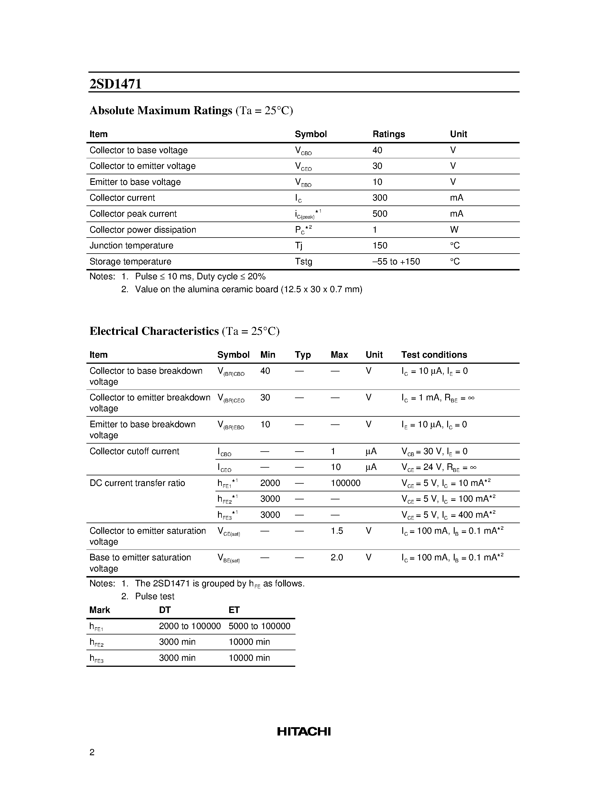 Datasheet 2SD1471 - Silicon NPN Planar/ Darlington page 2