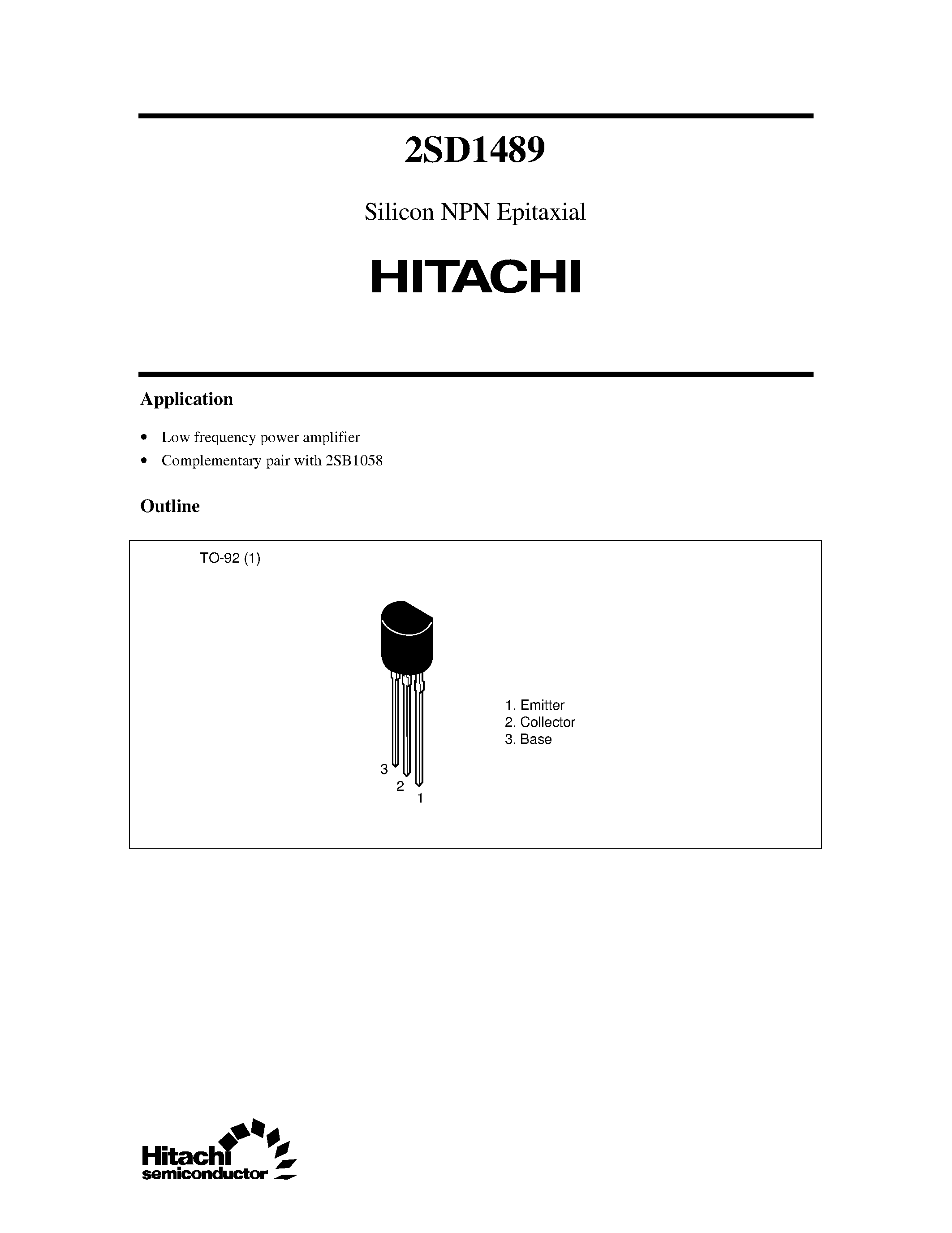 Datasheet 2SD1489 - Silicon NPN Epitaxial page 1