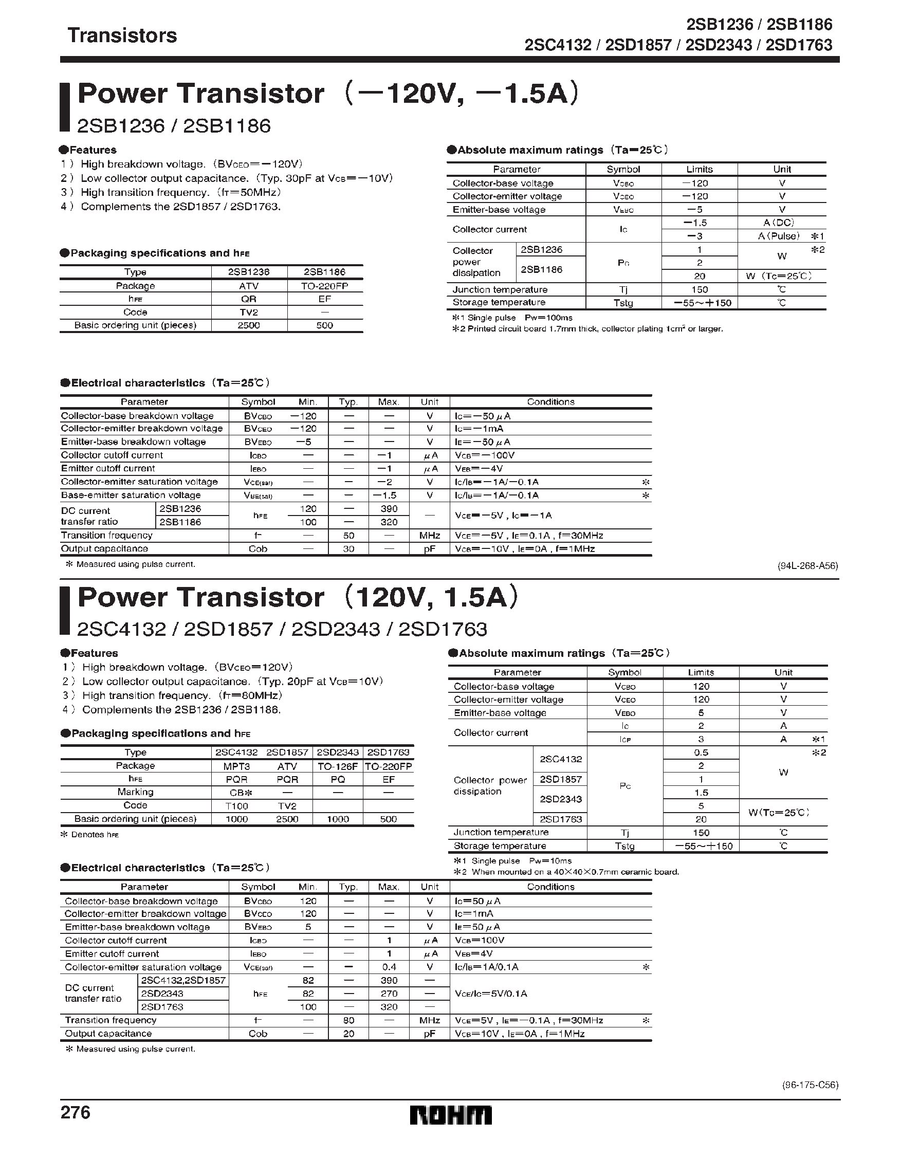 Datasheet 2SD1763 - Power Transistor page 1