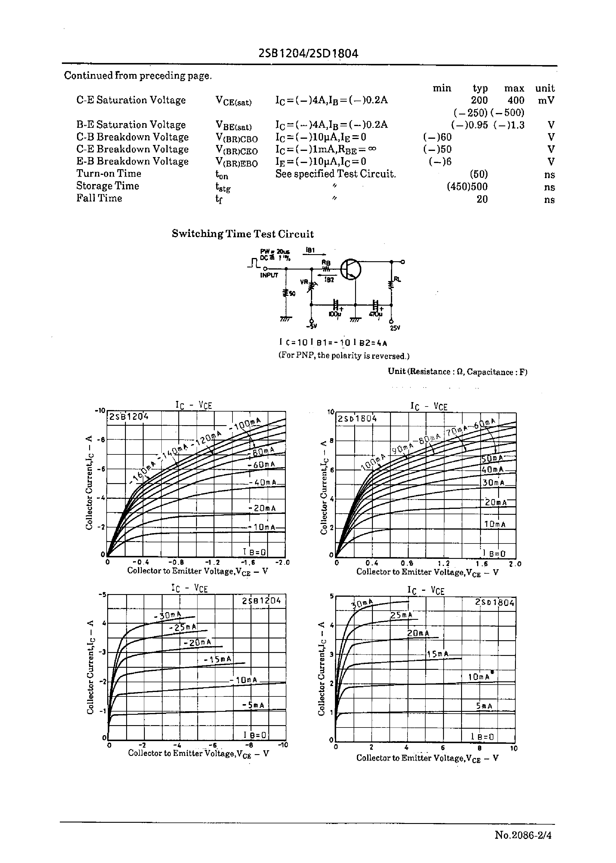 Datasheet 2SD1804 - High-Current Switching Applications page 2
