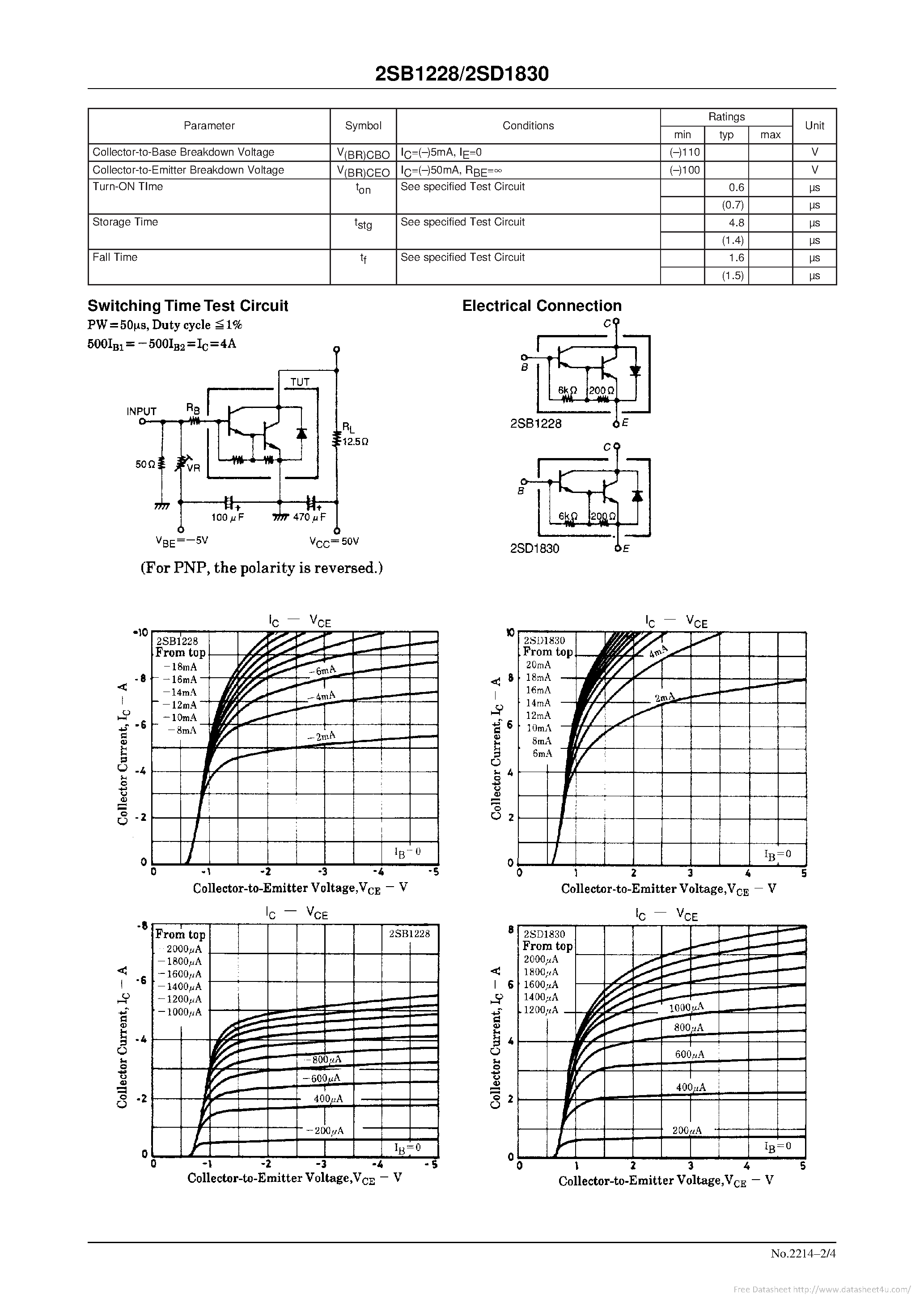 Datasheet 2SD1830 page 2 Datasheet 2SD1830 - Driver Applications page 2