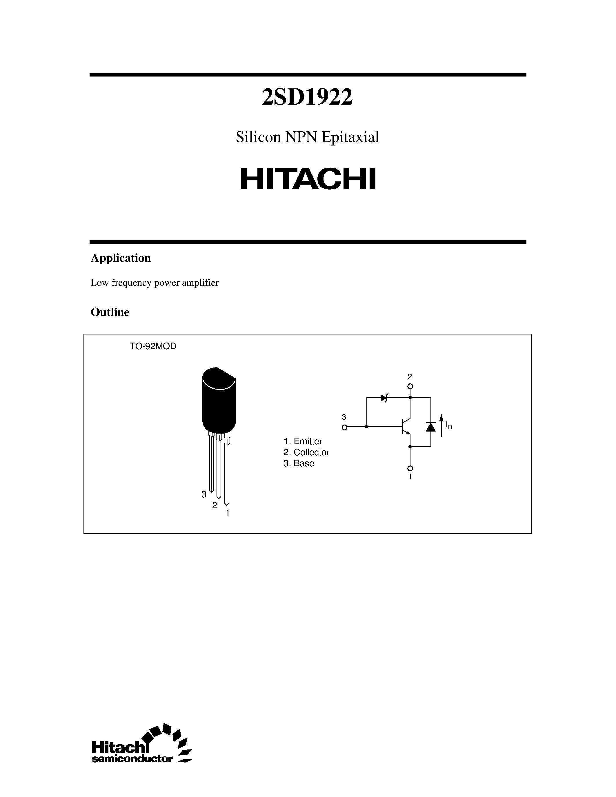 Datasheet 2SD1922 - Silicon NPN Epitaxial page 1