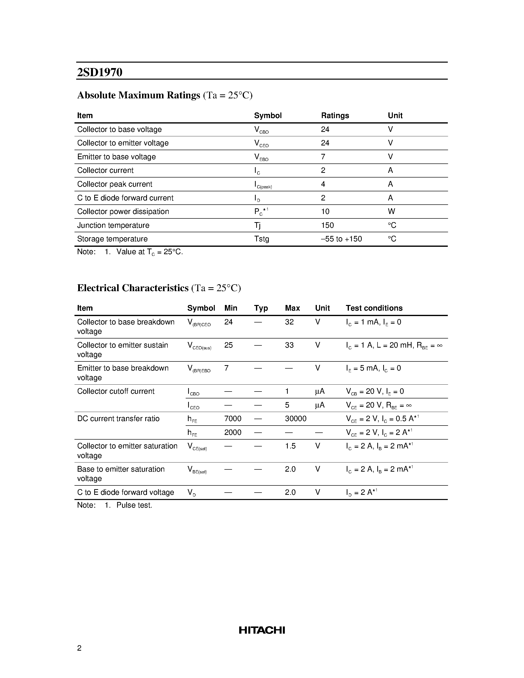 Datasheet 2SD1970 - Silicon NPN Epitaxial page 2