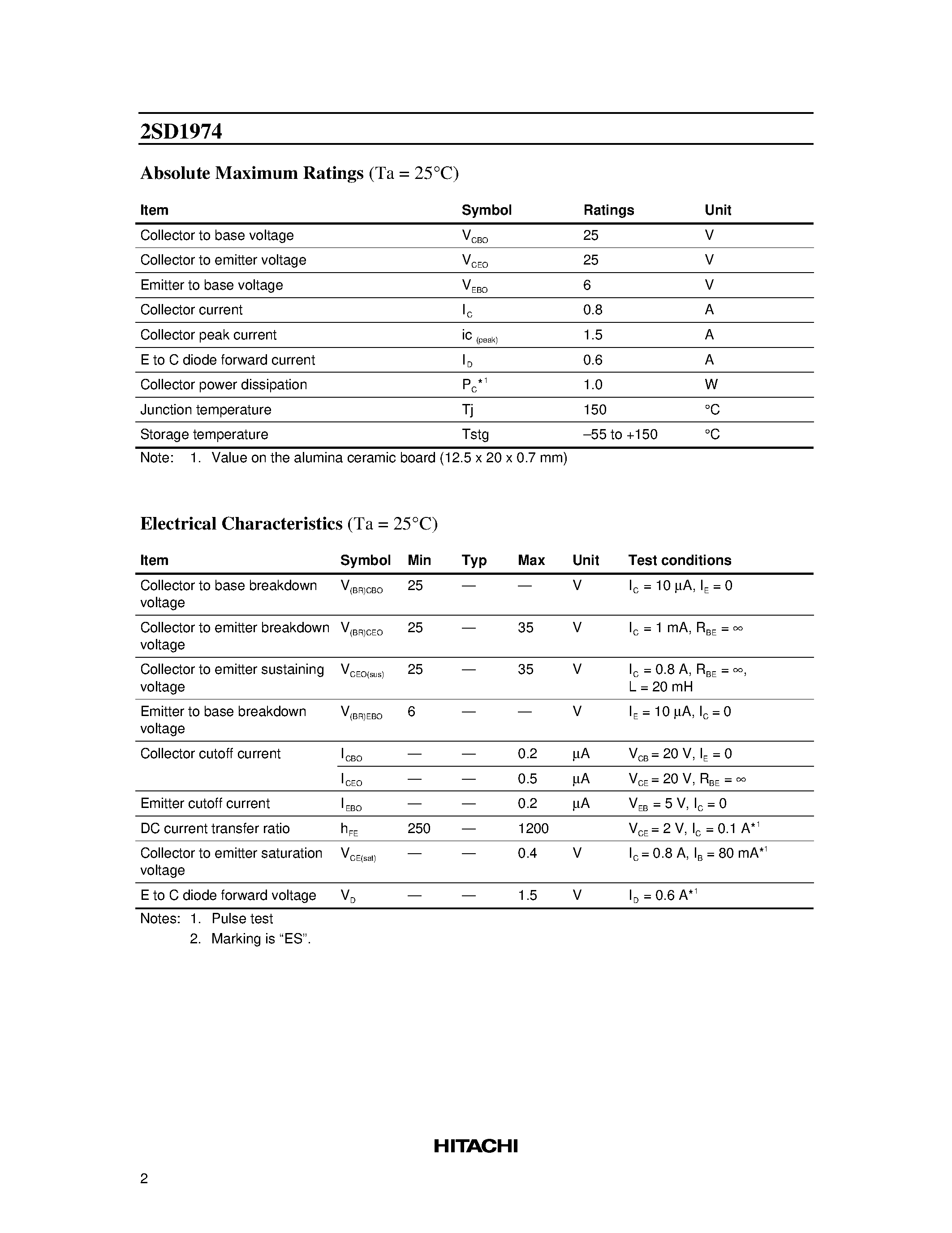 Datasheet 2SD1974 - Silicon NPN Epitaxial page 2