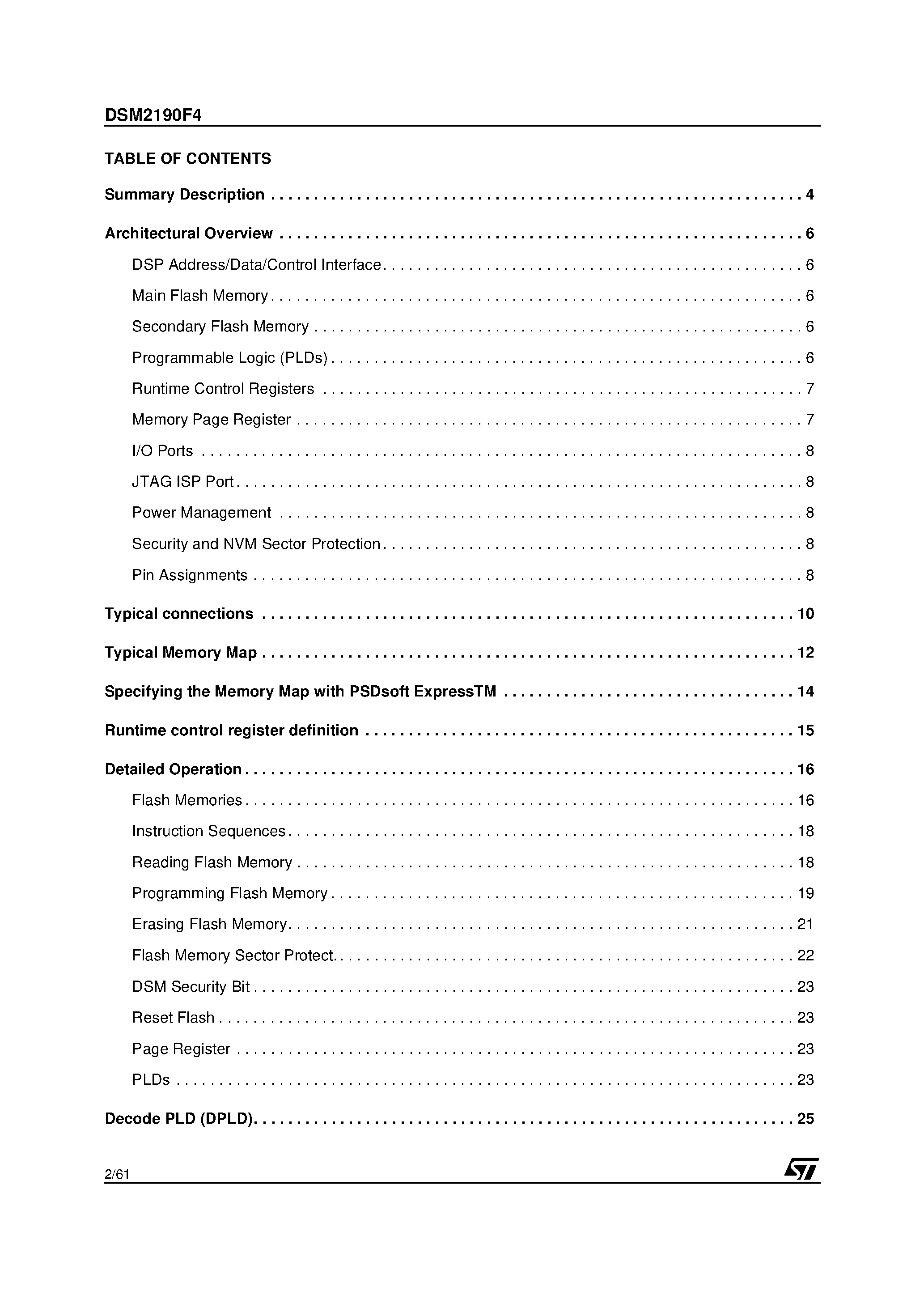 Datasheet DSM2190F4 page 2 Datasheet DSM2190F4 - DSM (Digital Signal Processor System Memory) For Analog Devices ADSP-2191 DSPs (3.3V Supply) page 2