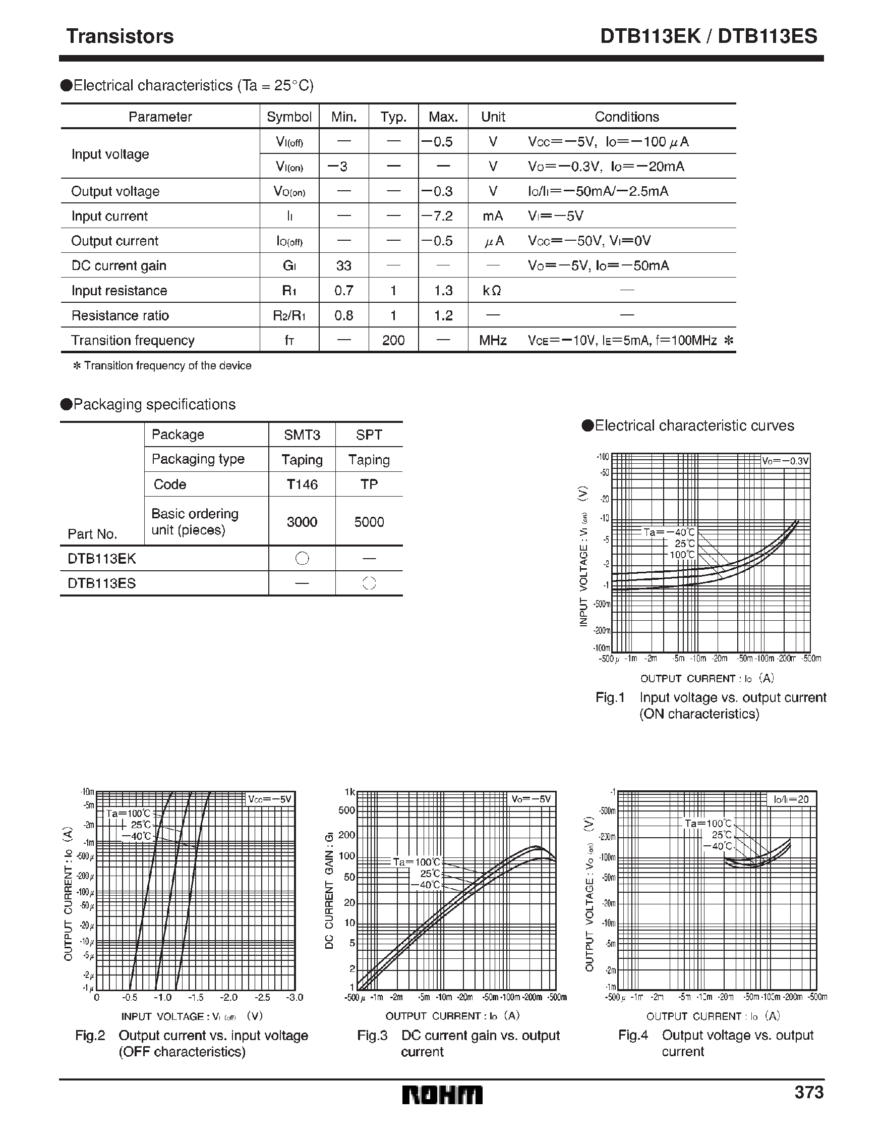 Даташит DTB113EK - Digital transistors (built-in resistors) страница 2