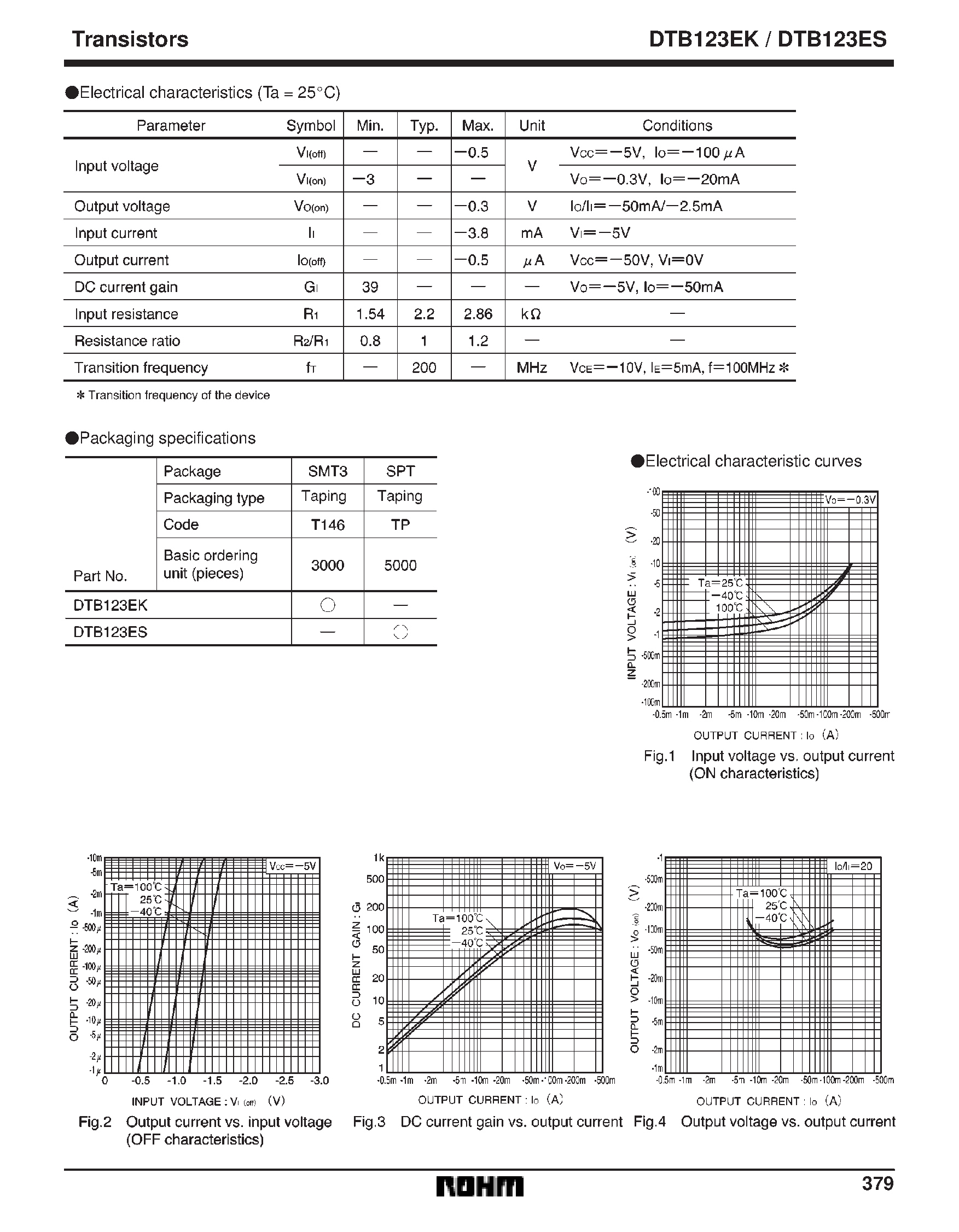 Даташит DTB123 - Digital transistors (built-in resistors) страница 2