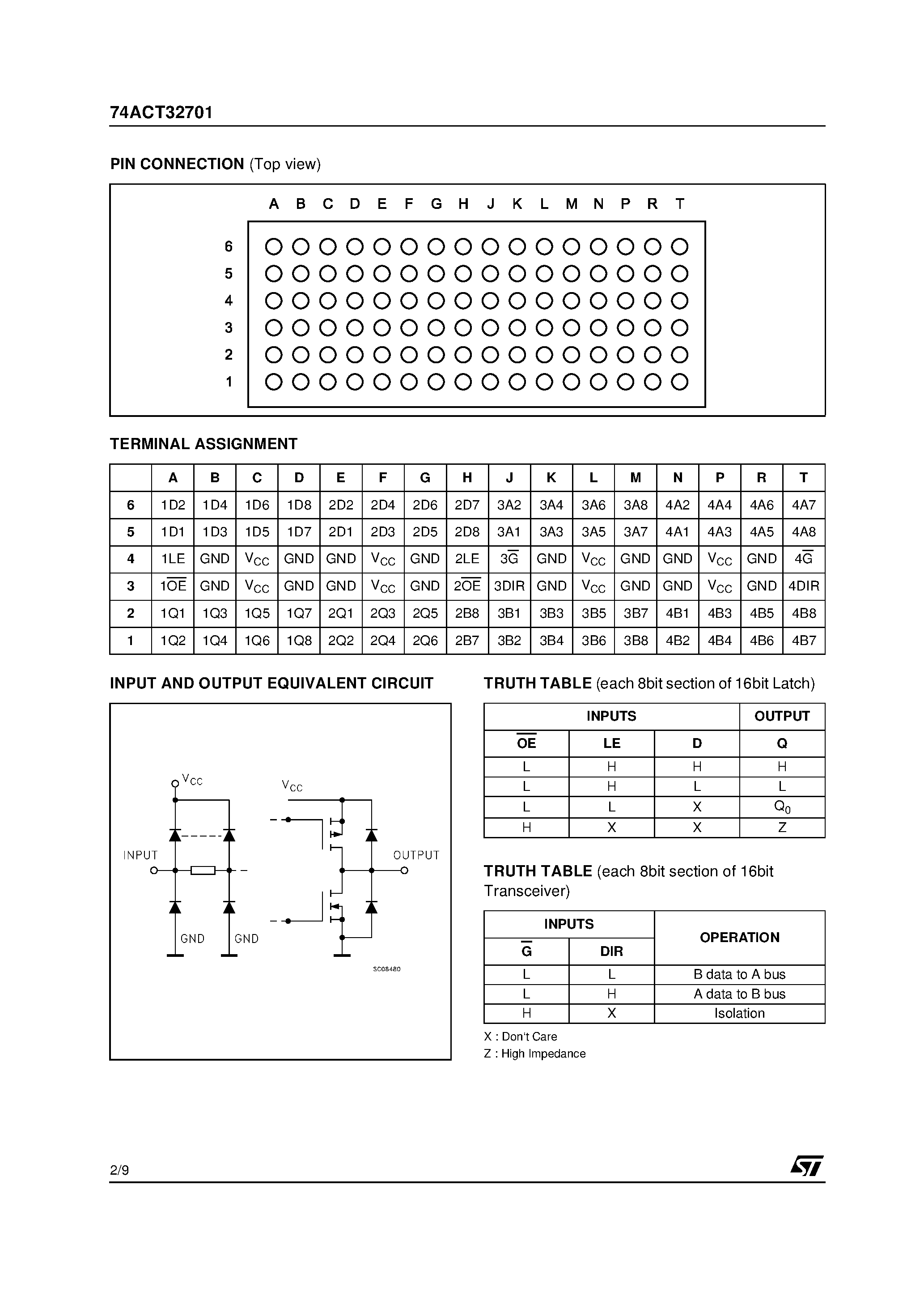Datasheet 74ACT32701LBR - 16-BIT D-TYPE LATCH PULS 16-BIT BUS BUFFER WITH 3-STATE OUTPUTS (NON INVERTED) page 2