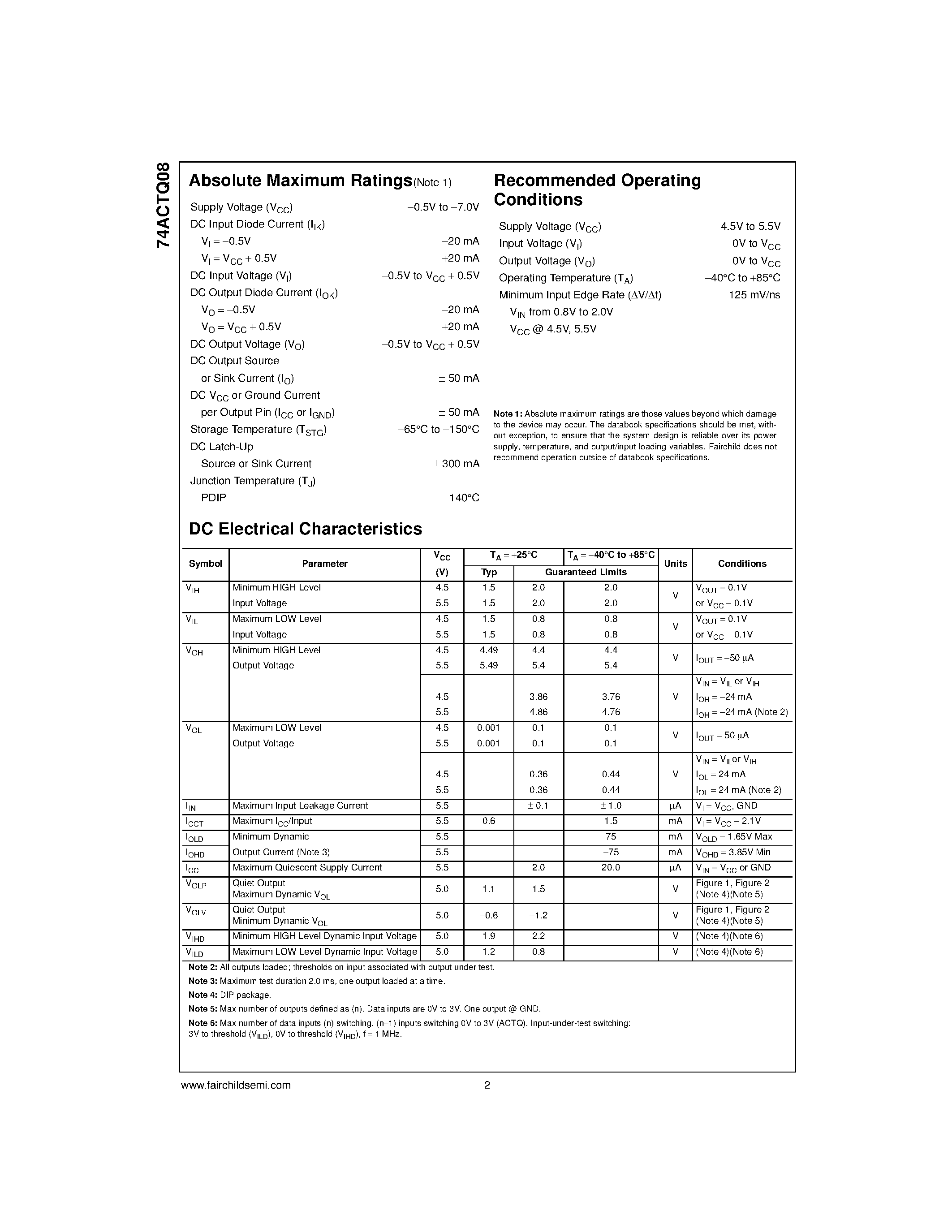 Даташит на микросхему 74ACTQ08SJ страница 2 Даташит 74ACTQ08SJ - Quiet Series Quad 2-Input AND Gate страница 2